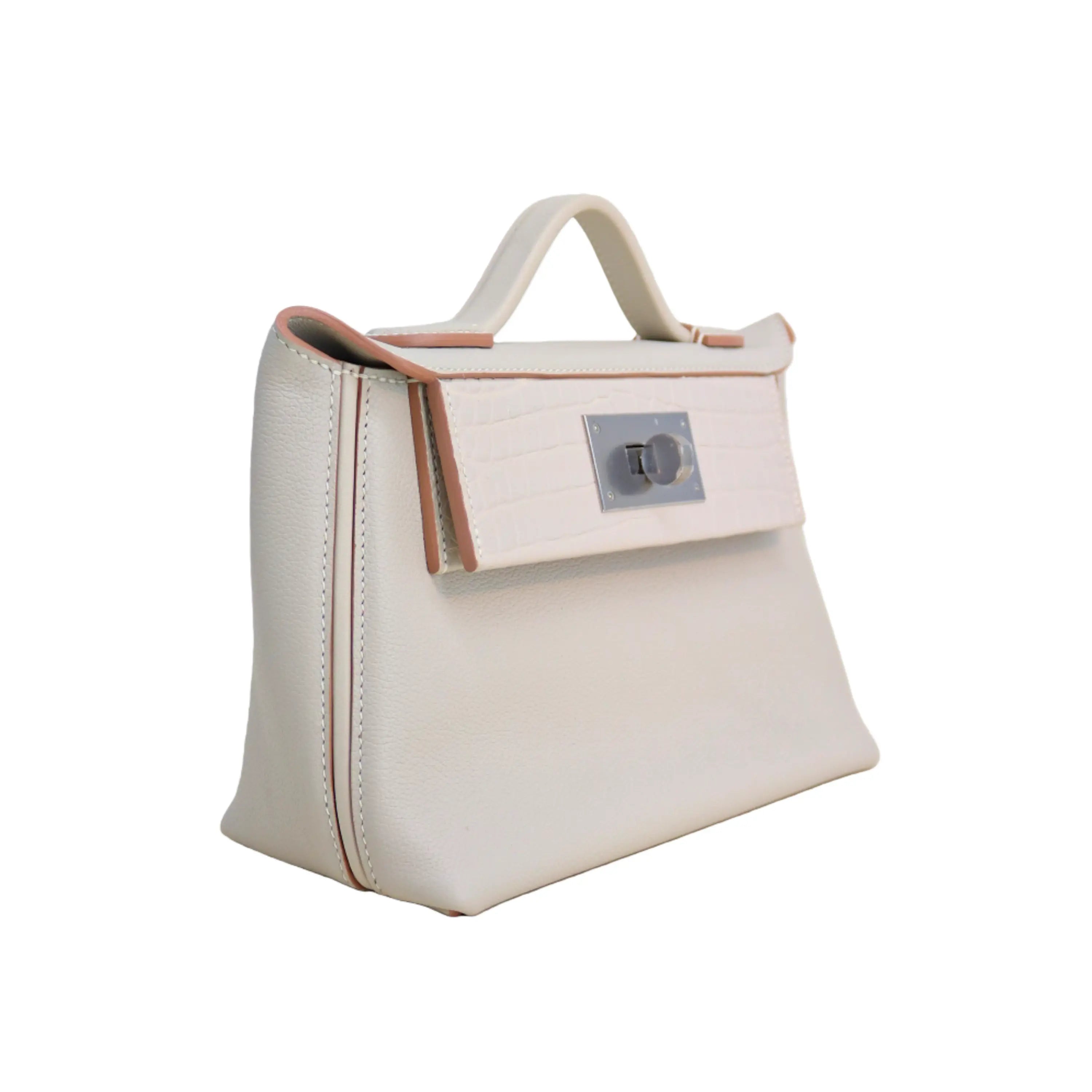 2424 Bag Matte Alligator and Evercolor Calfskin Cream White