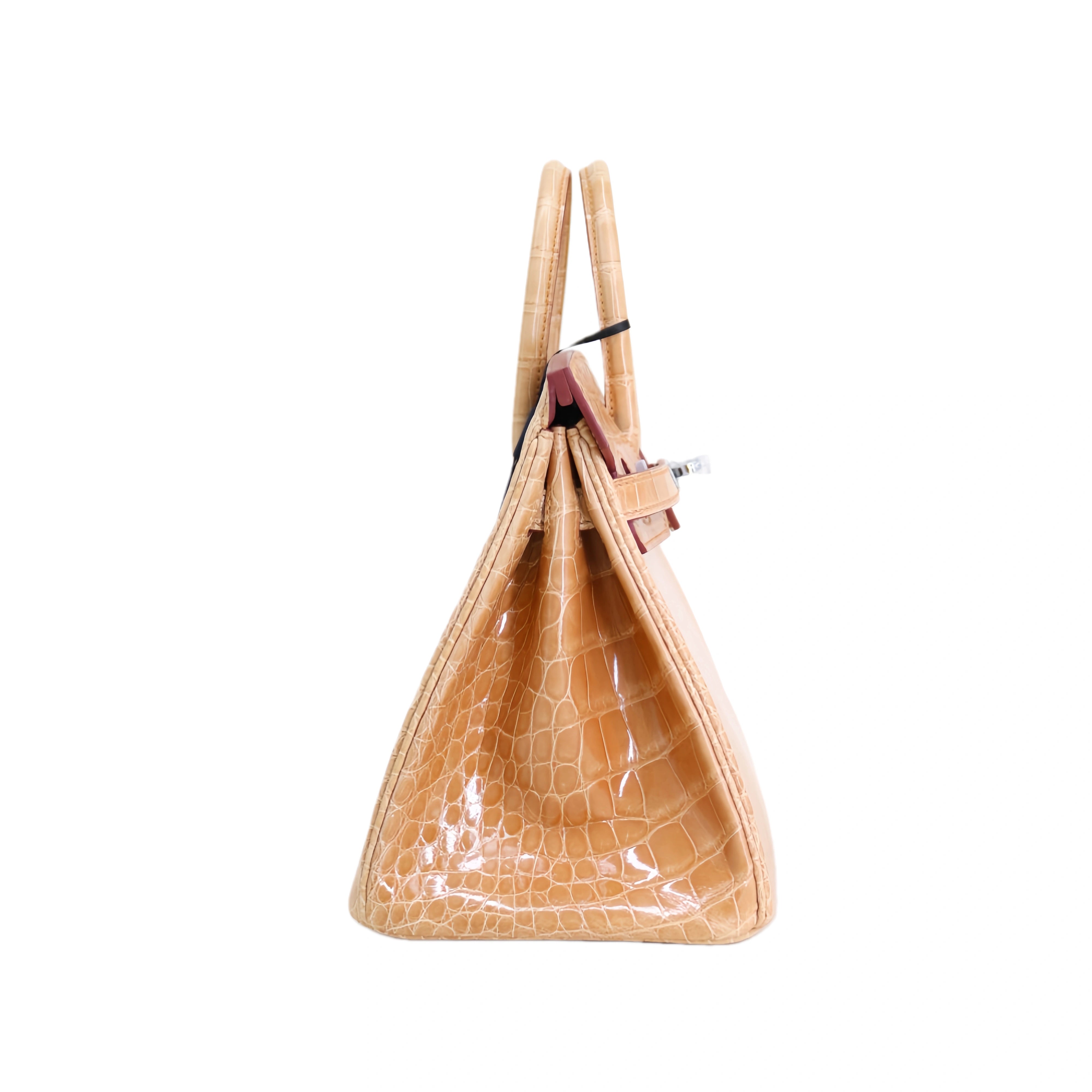 BK 25 Lisse Alligator Handbag Caramel Beige