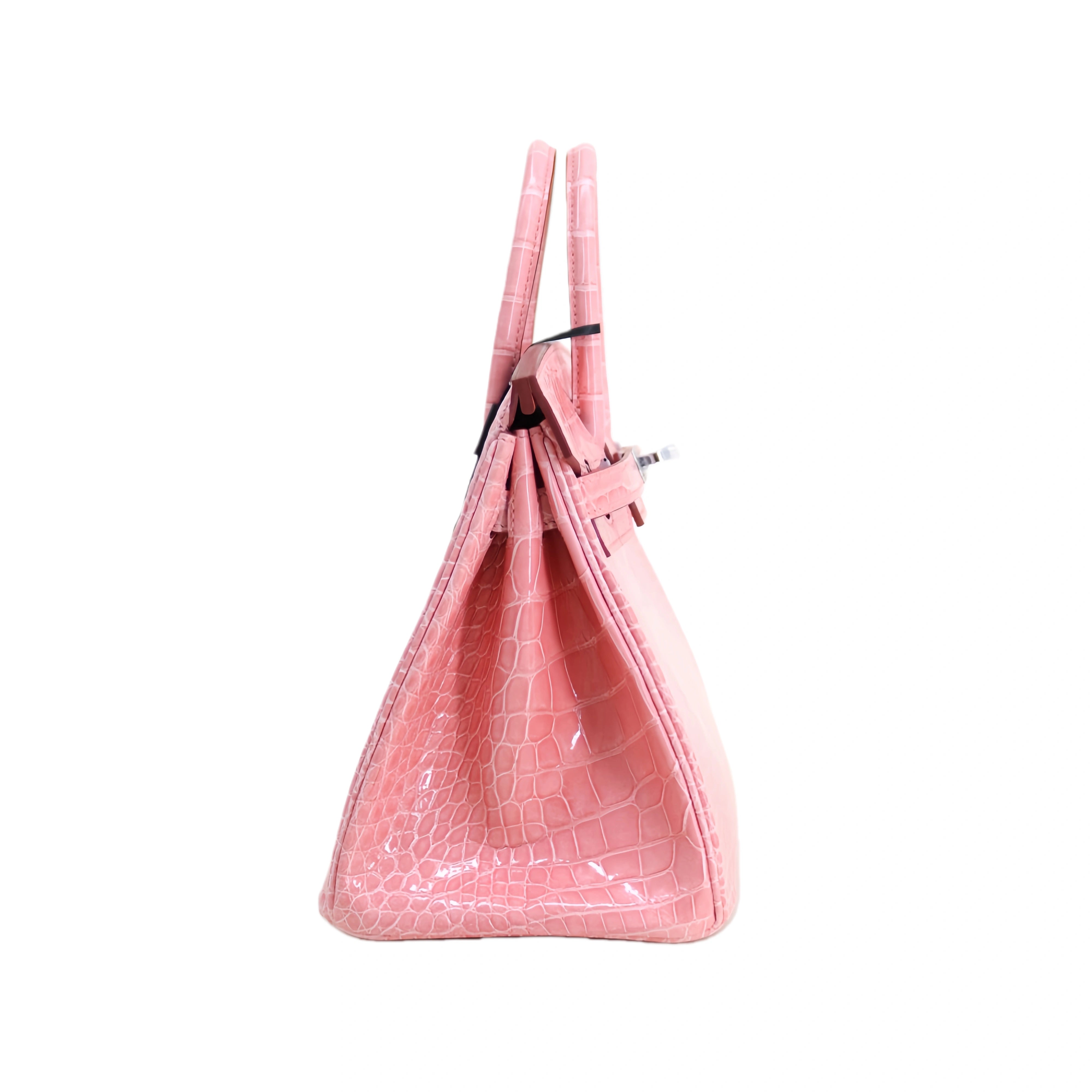 BK 25 Lisse Alligator Handbag Barbie Pink