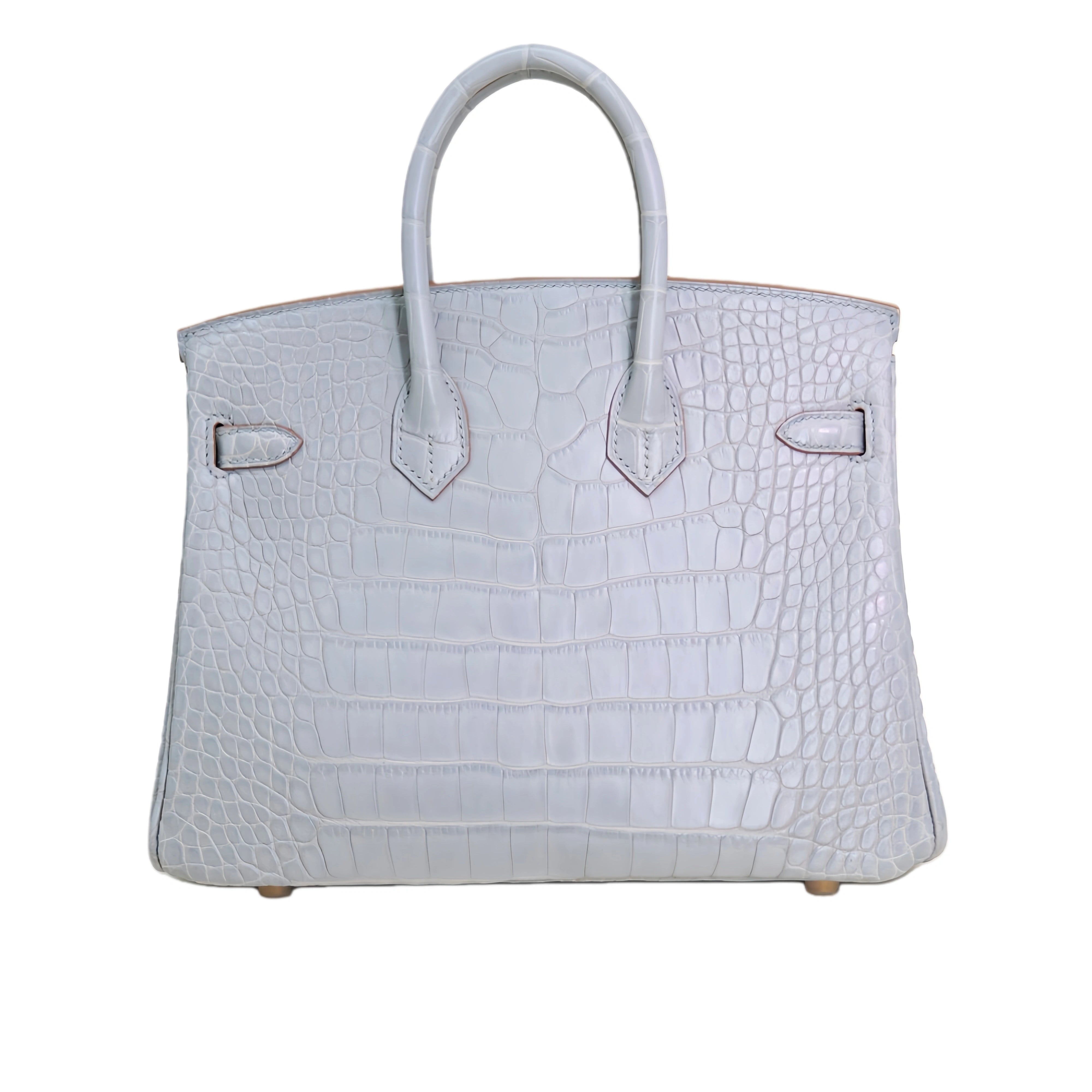 BK 25 Matte Alligator Handbag Sky Grey