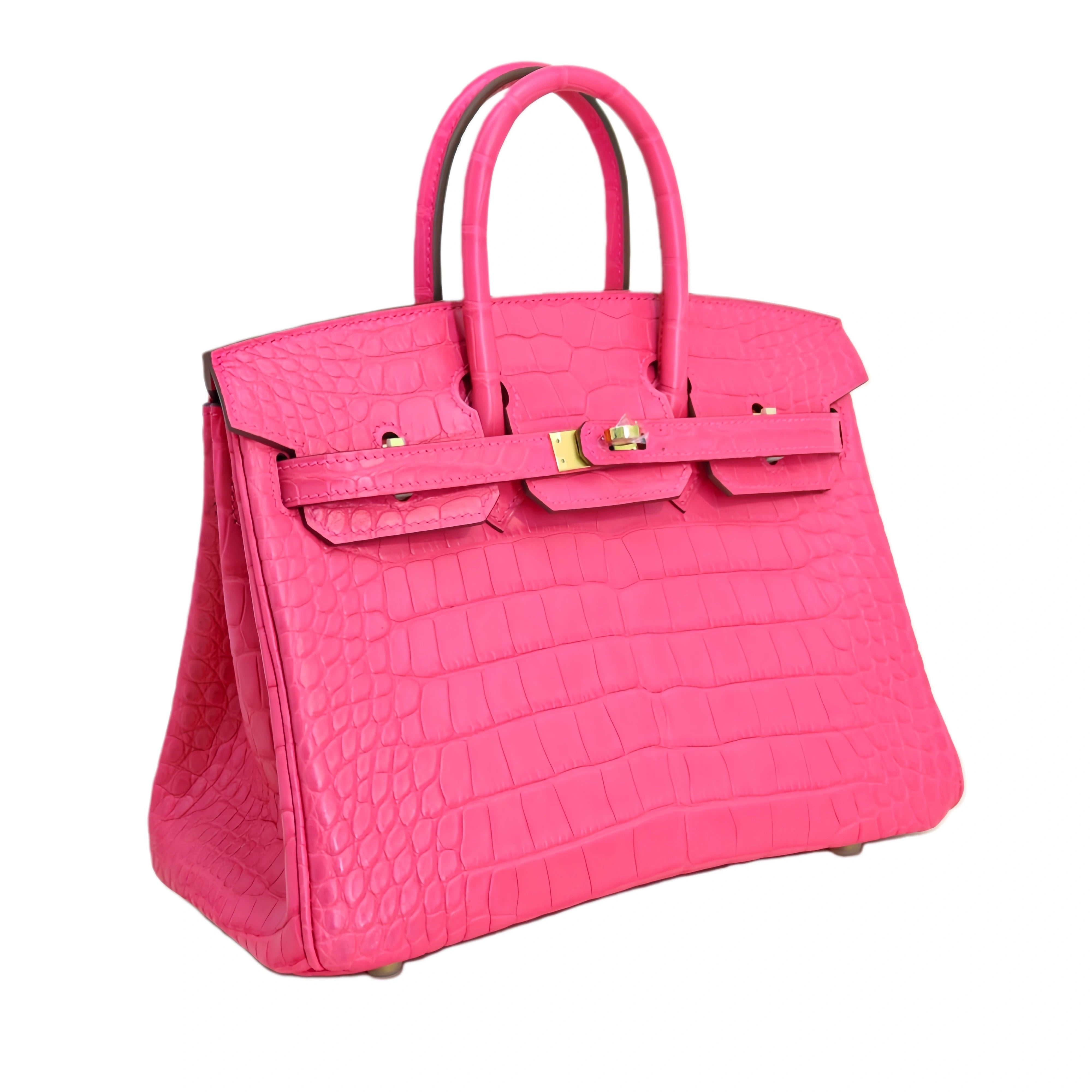 BK 25 Matte Alligator Handbag Bubblegum Pink