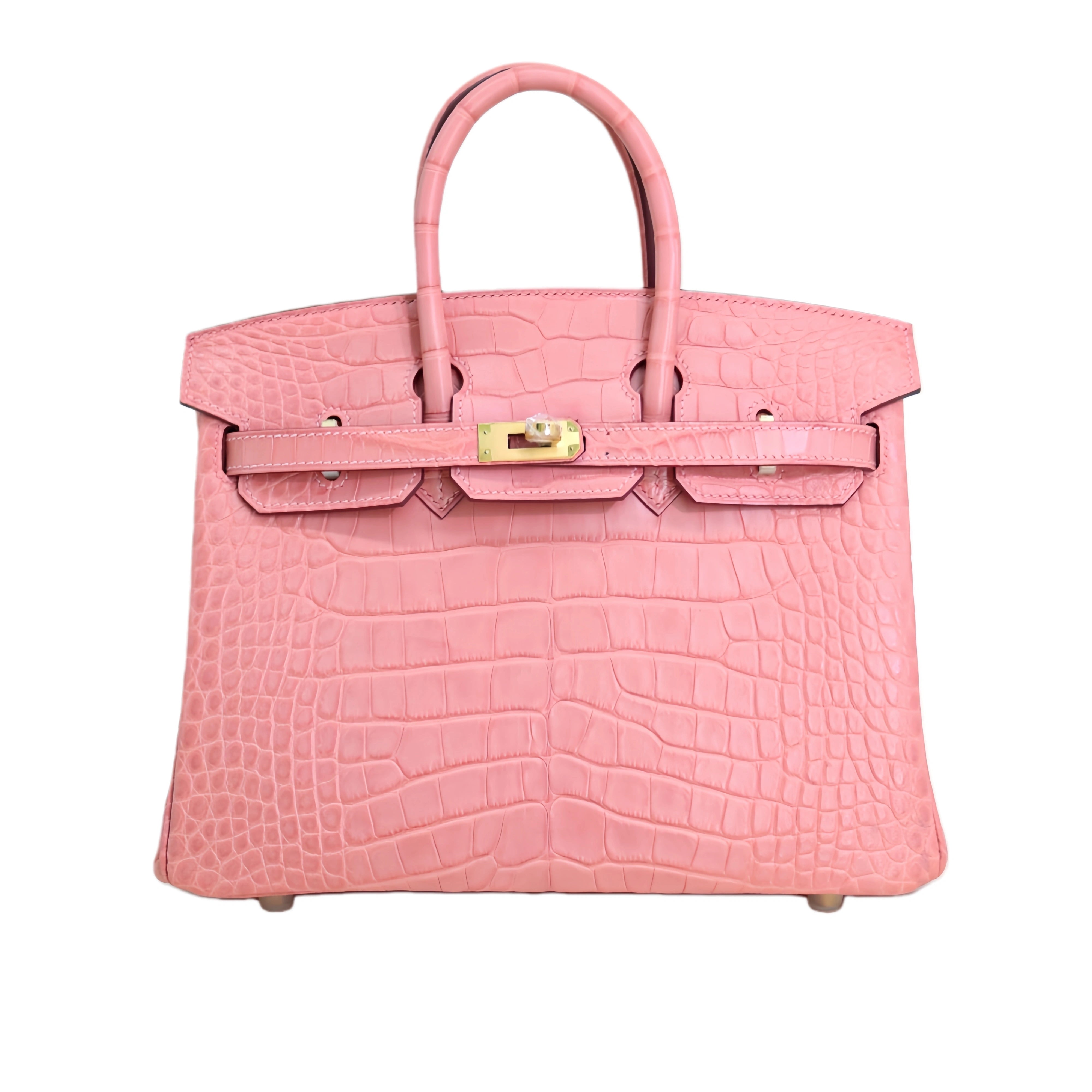BK 25 Matte Alligator Handbag Baby Pink