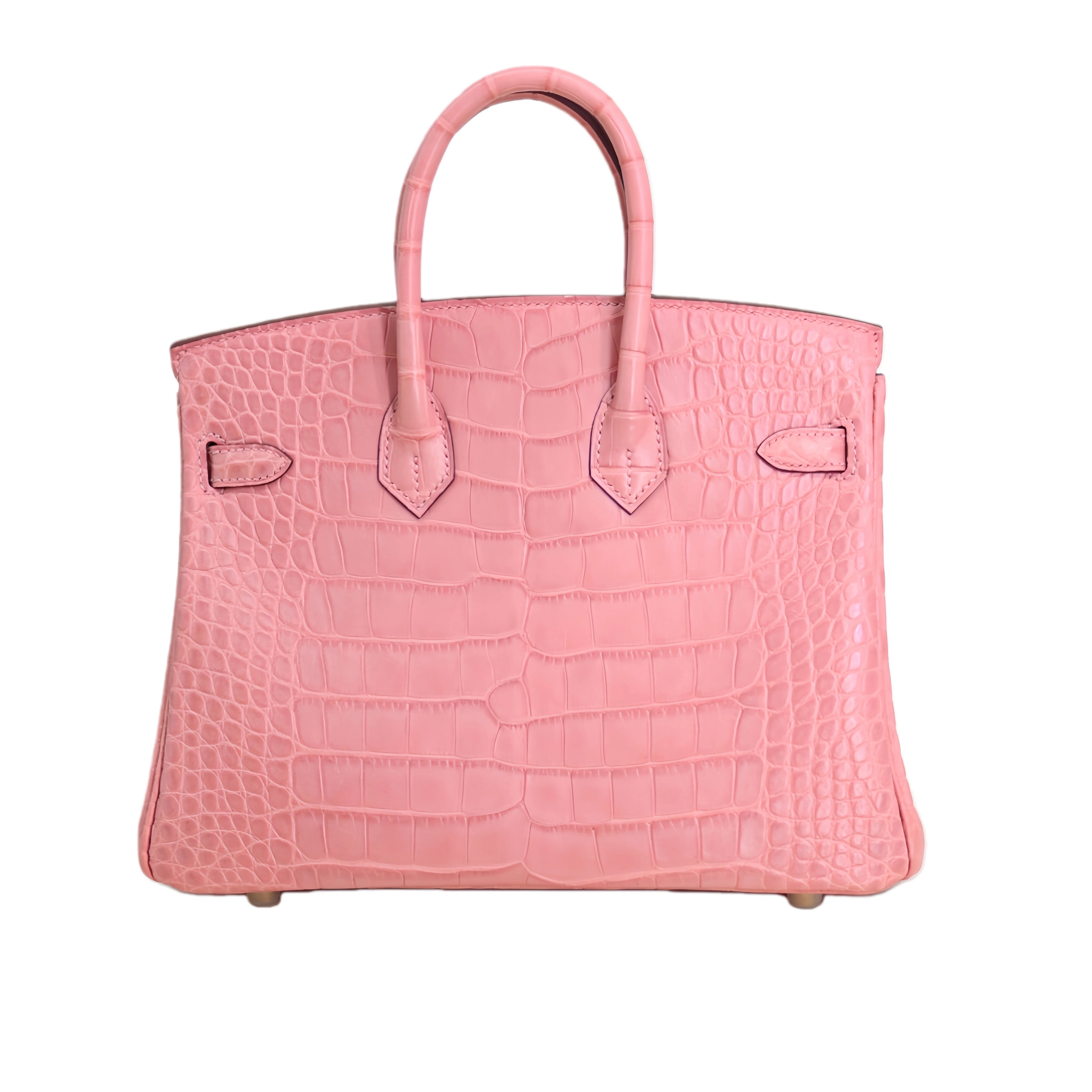 BK 25 Matte Alligator Handbag Baby Pink