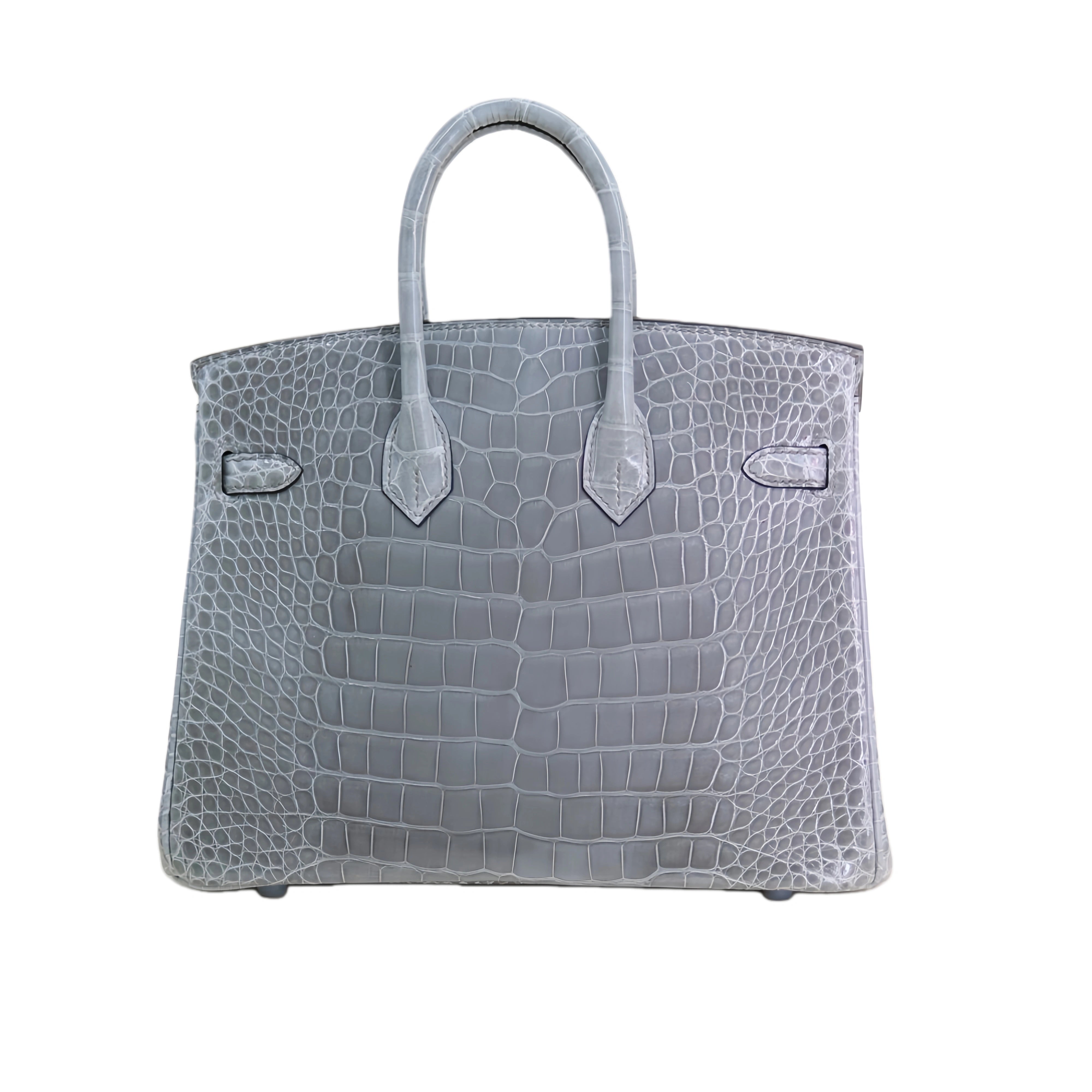 BK 25 Lisse Alligator Handbag Glacier Grey