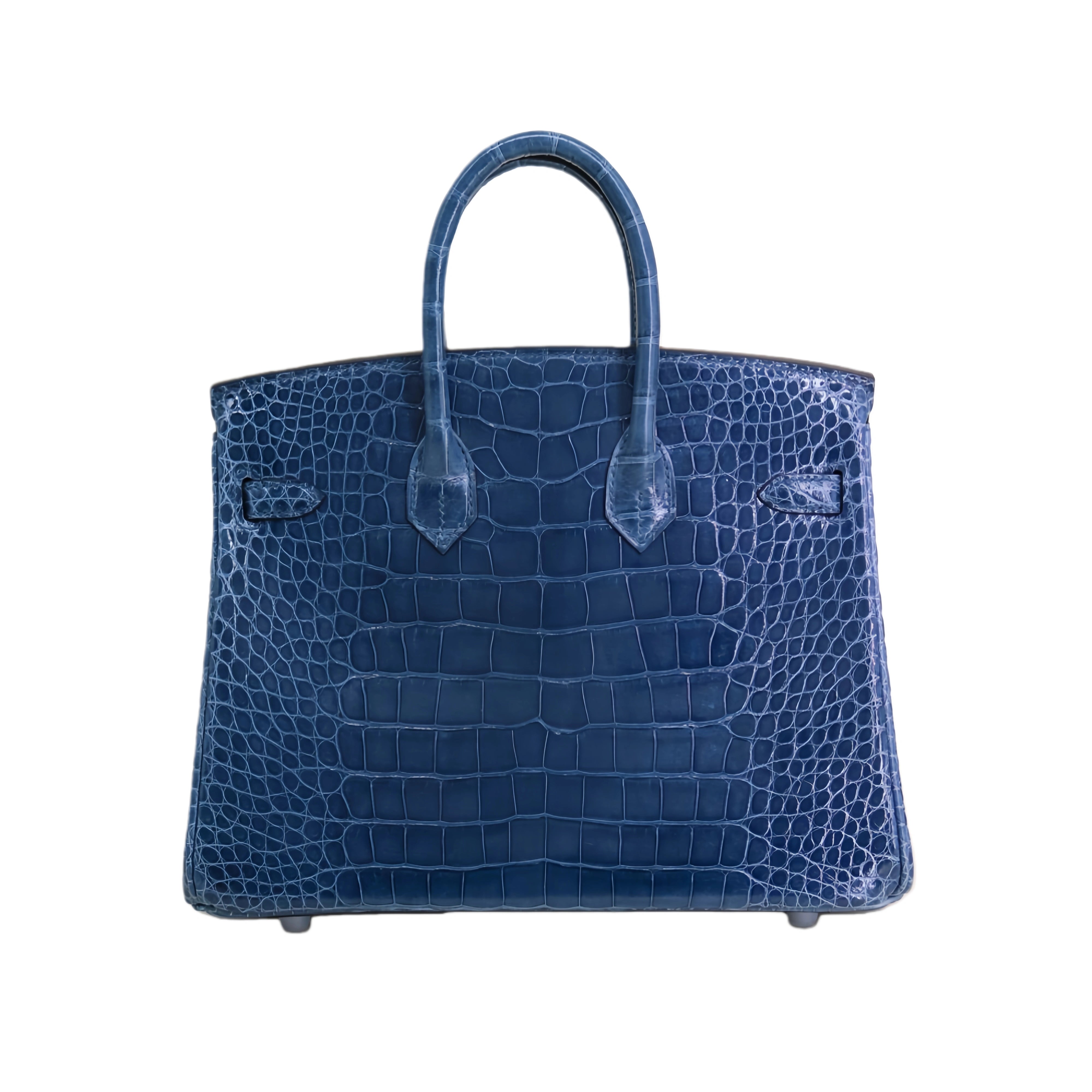 BK 25 Lisse Alligator Handbag Bay Blue