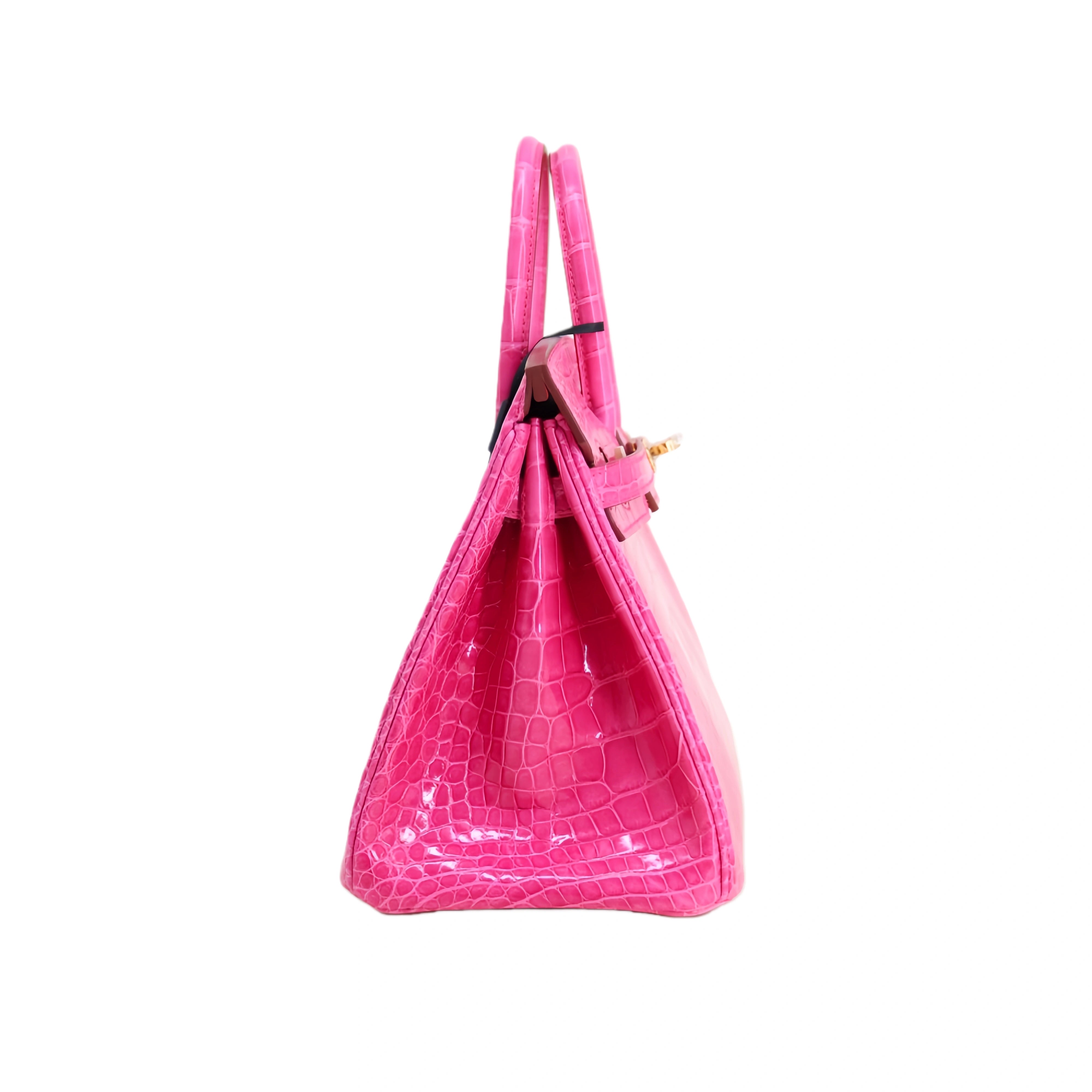 BK 25 Lisse Alligator Handbag Rose Pink