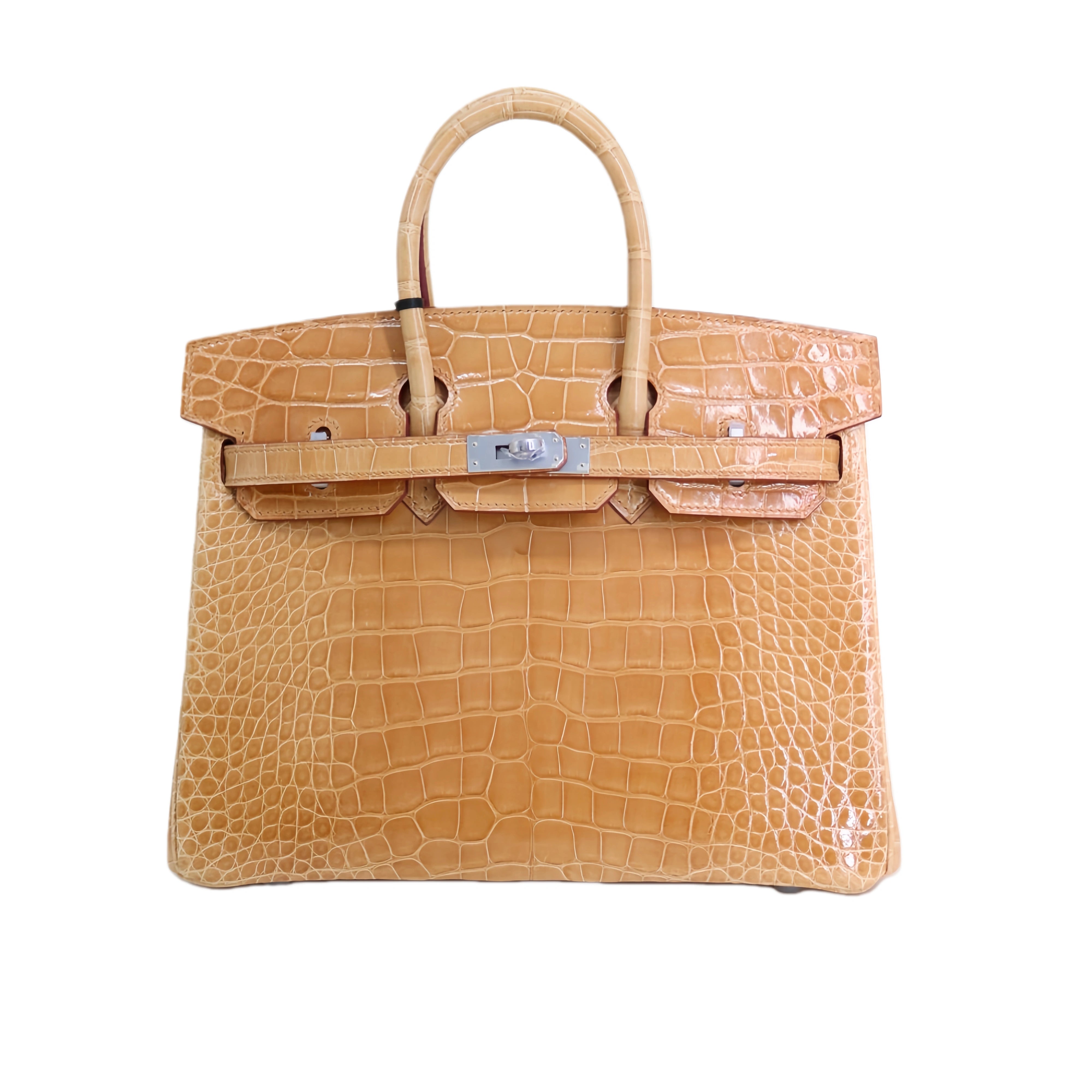 BK 25 Lisse Alligator Handbag Caramel Beige