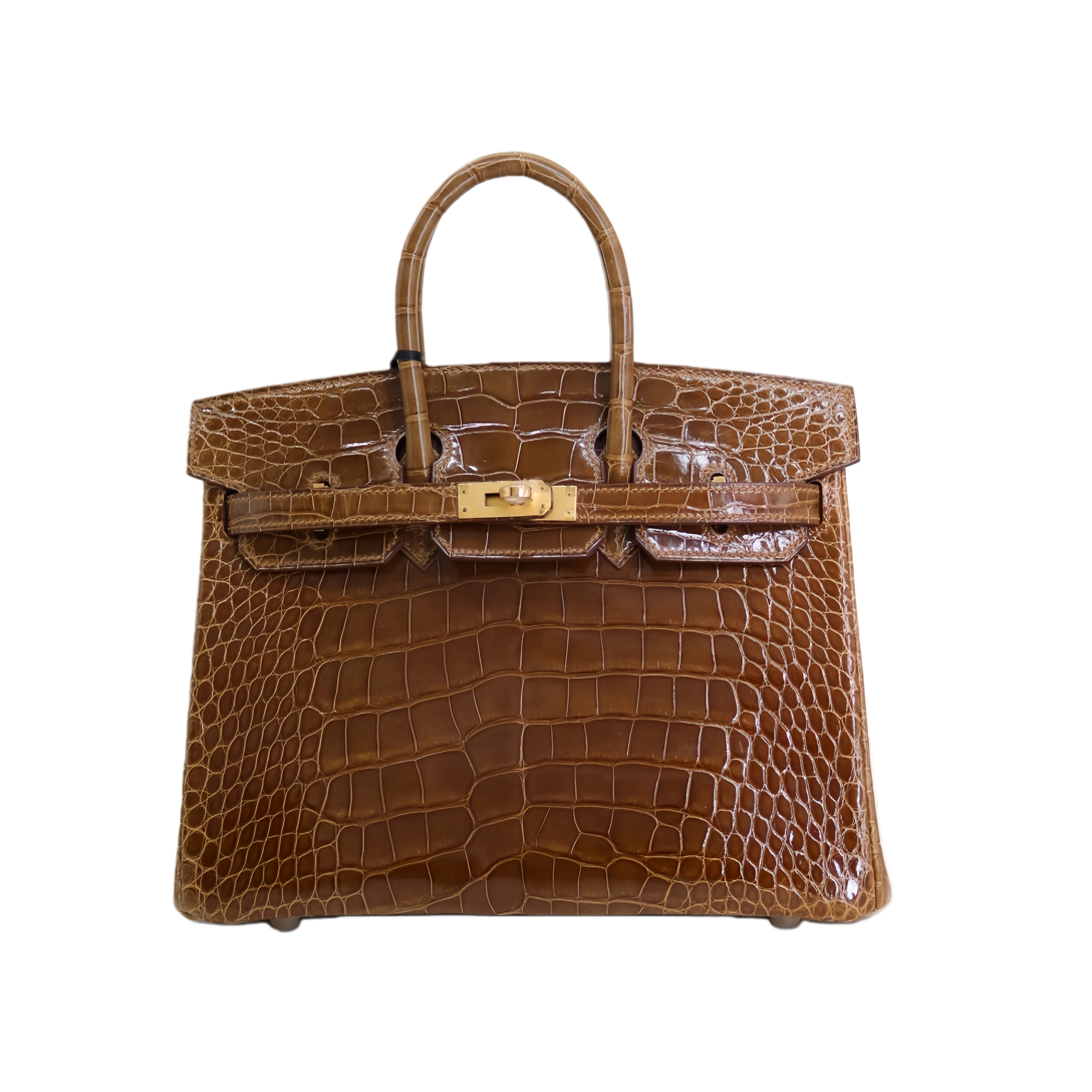 BK 25 Lisse Alligator Handbag Classic Brown