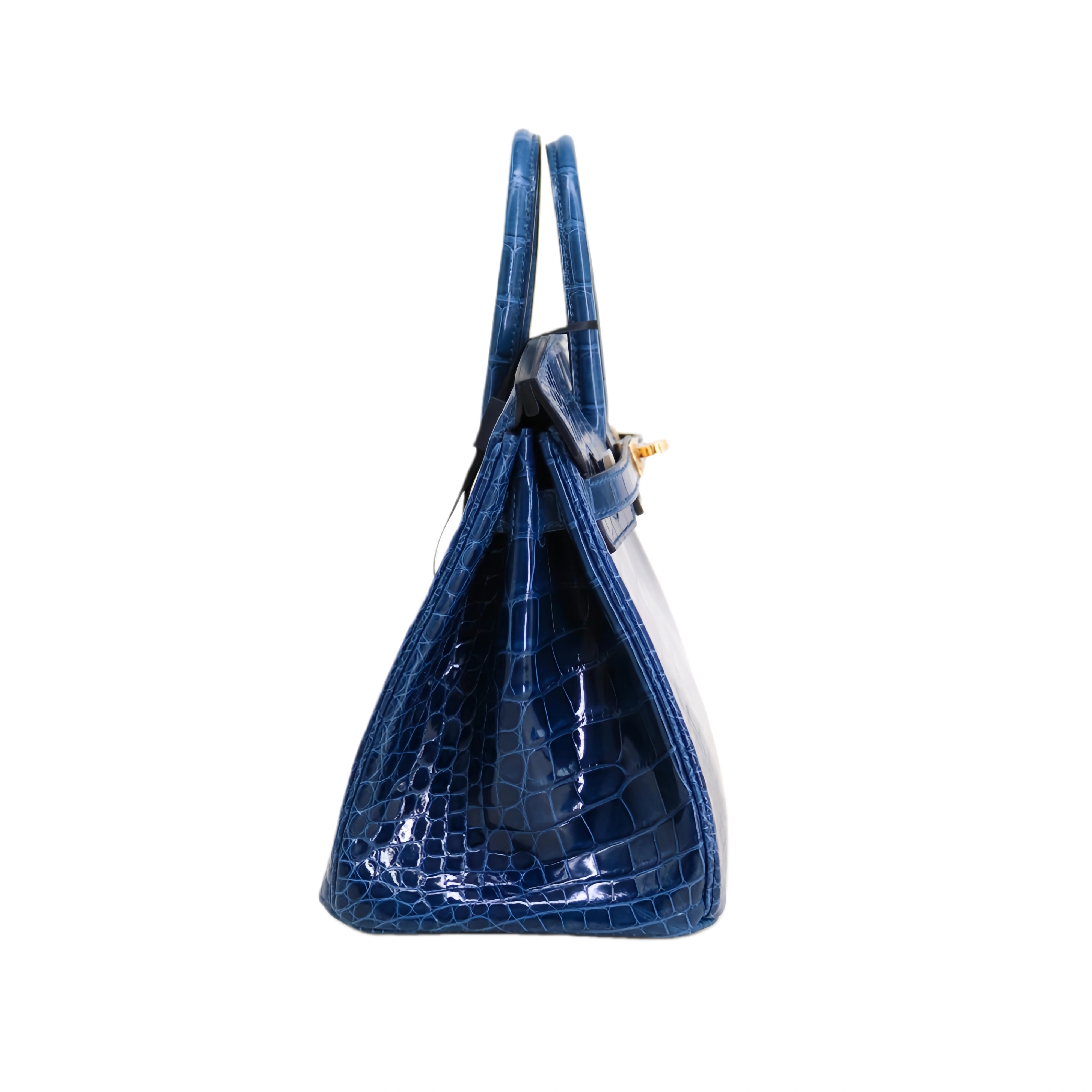 BK 25 Lisse Alligator Handbag Navy Blue