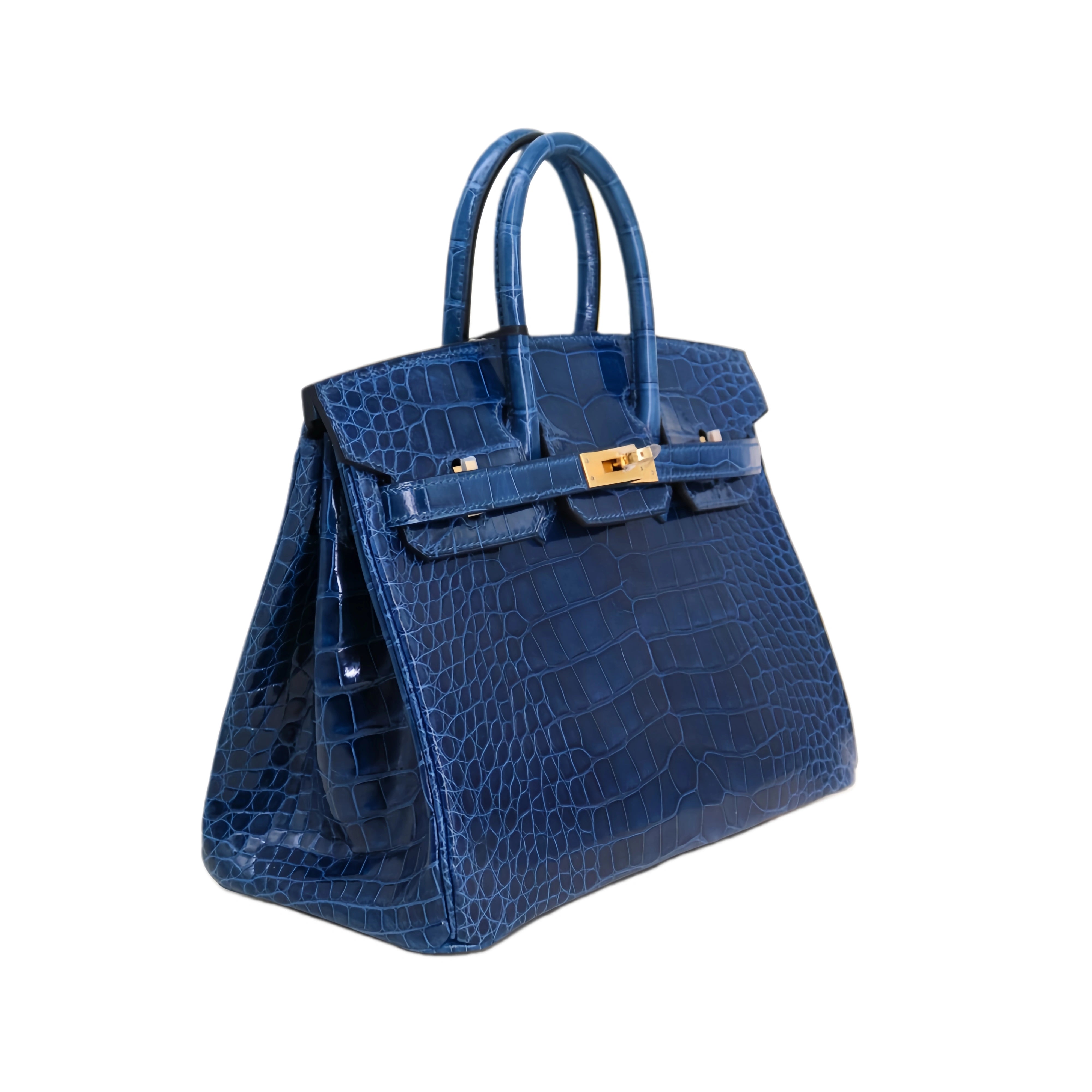 BK 25 Lisse Alligator Handbag Navy Blue