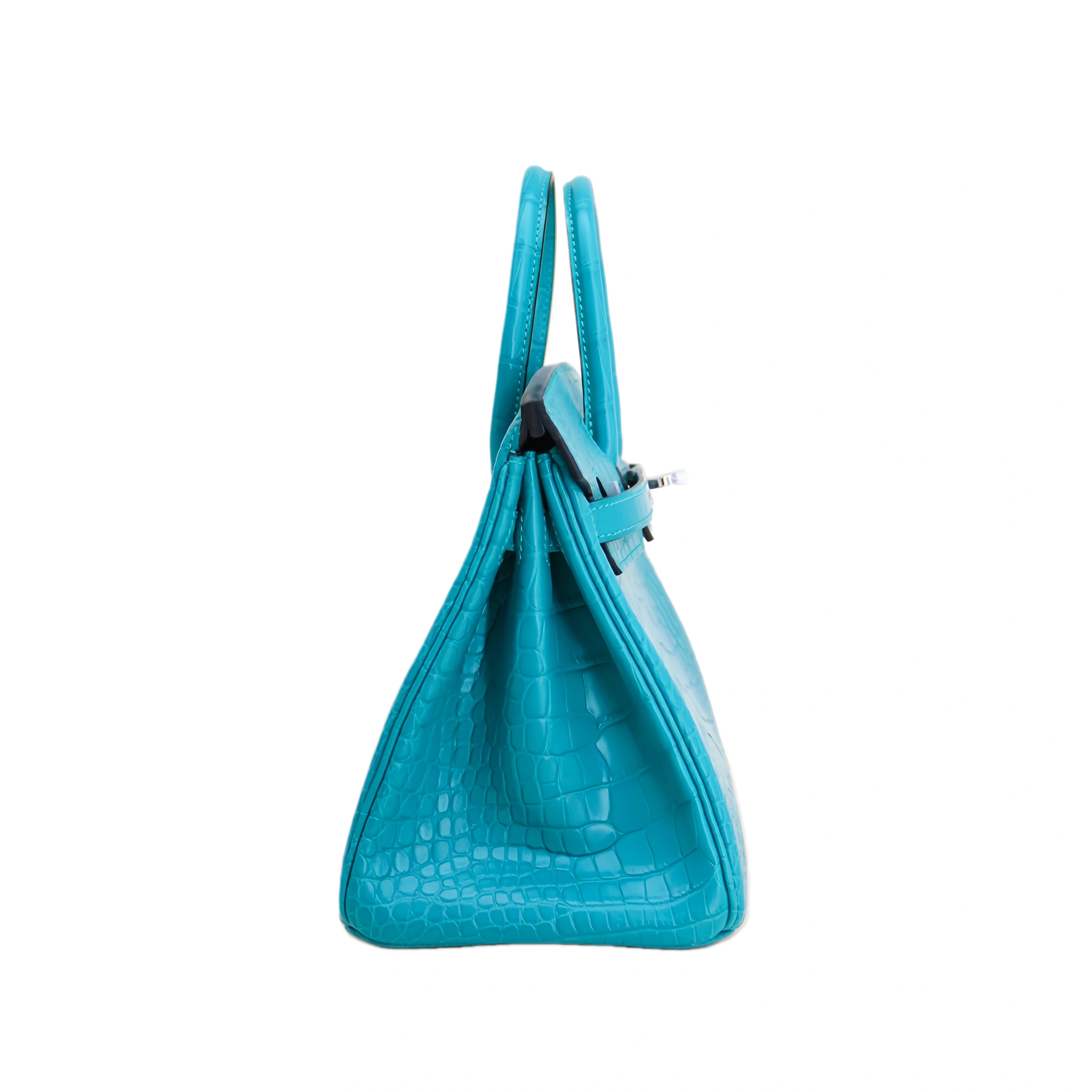 BK 25 Matte Alligator Handbag Teal Blue
