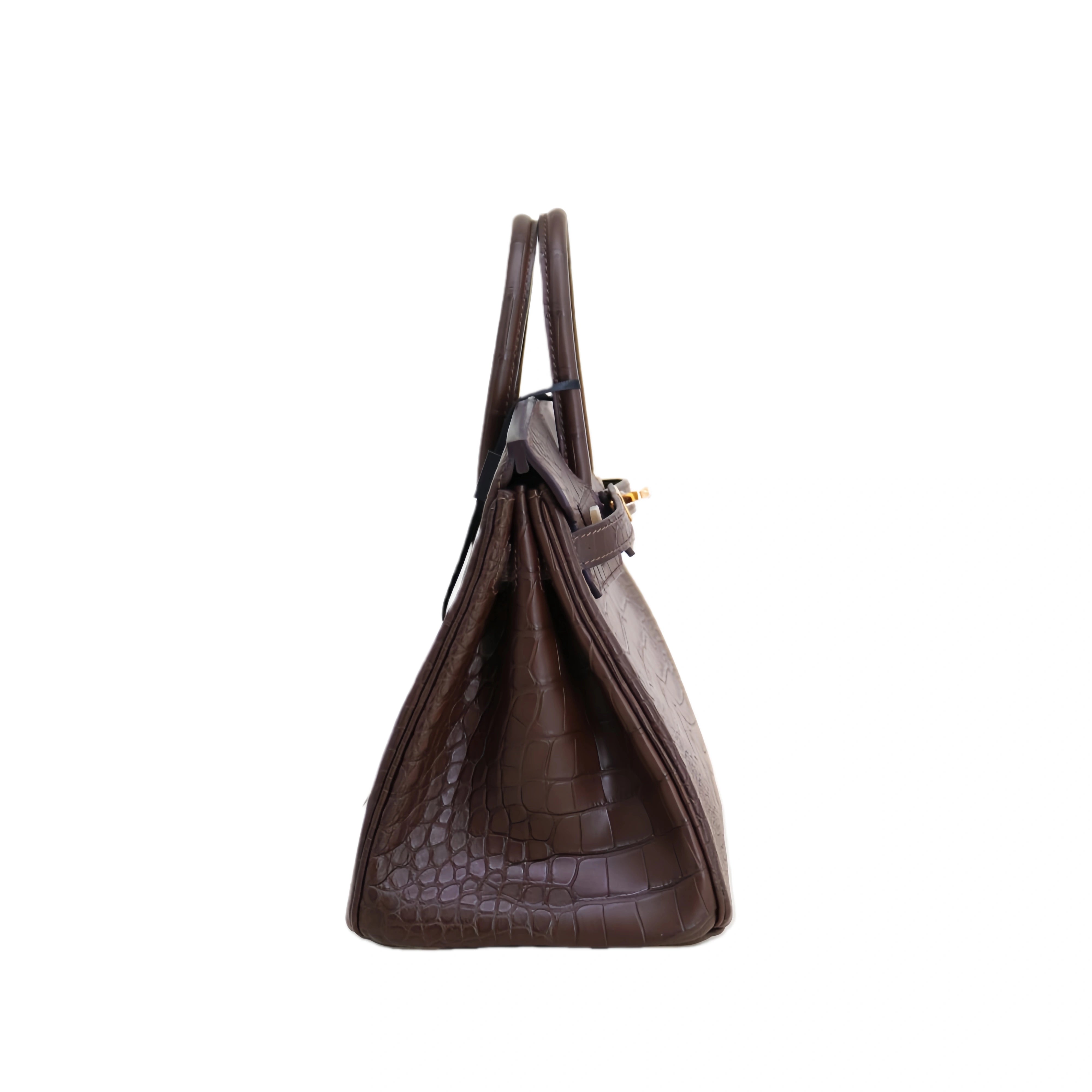 BK 25 Matte Alligator Handbag Coffee Brown