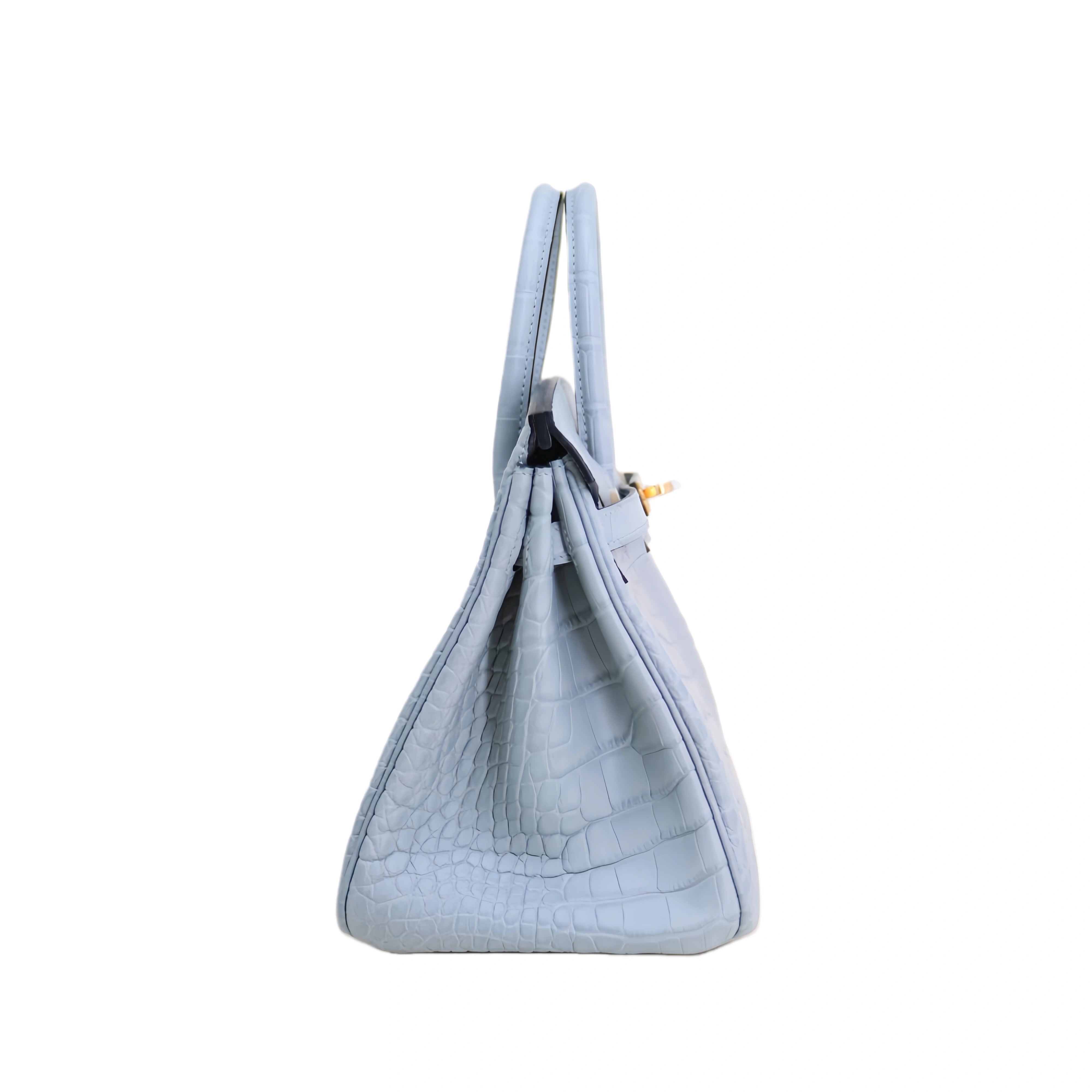 BK 25 Matte Alligator Handbag Sky Blue