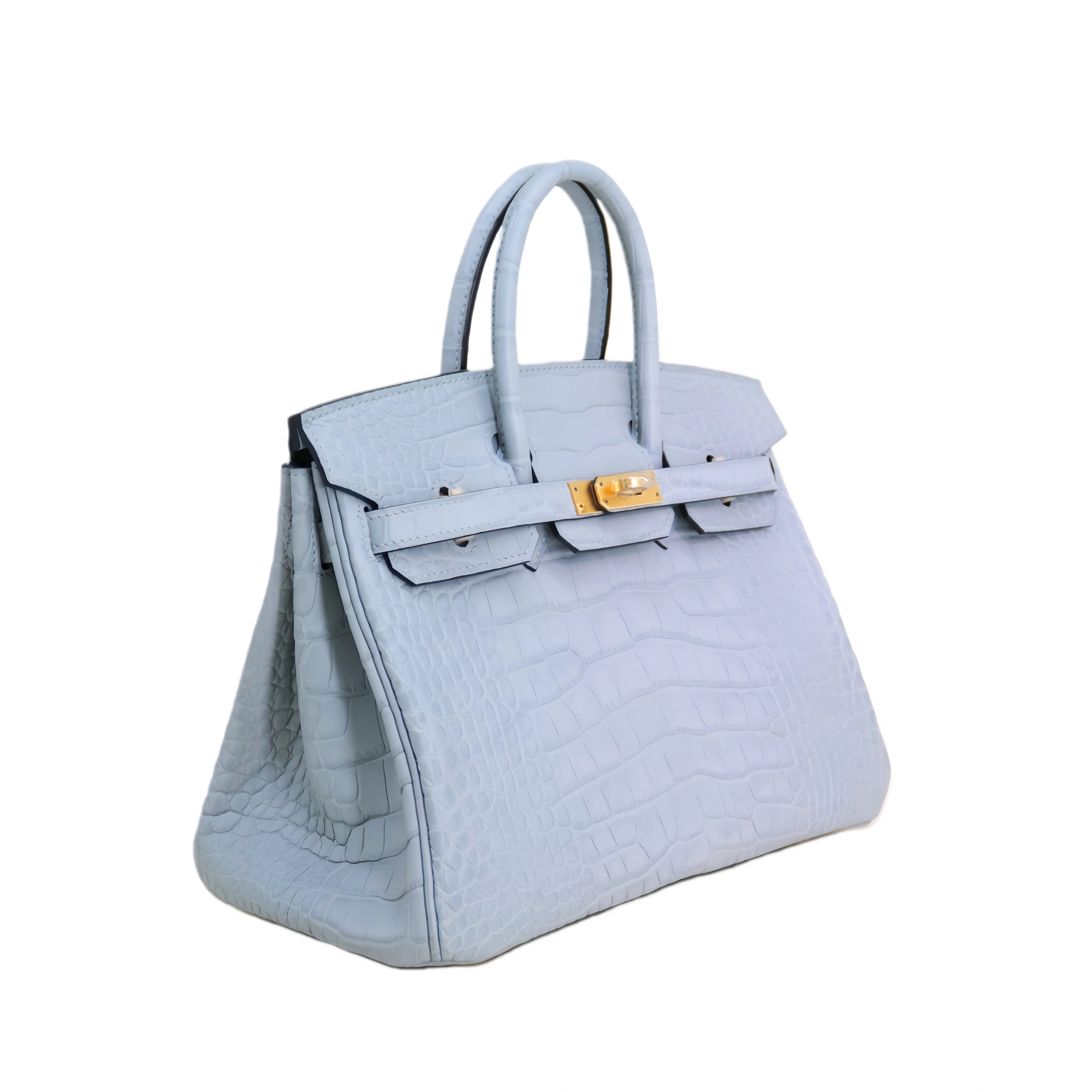 BK 25 Matte Alligator Handbag Sky Blue