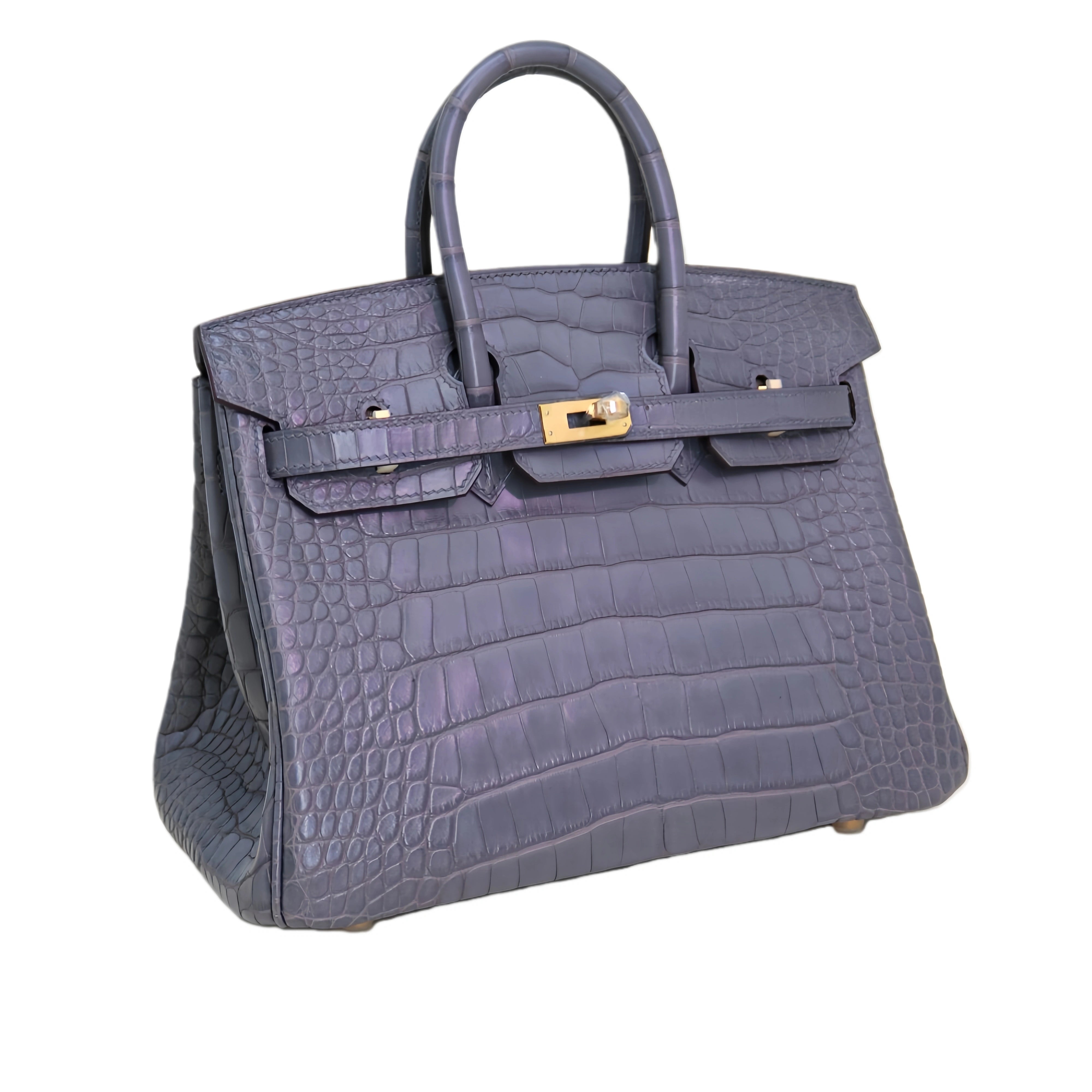 BK 25 Matte Alligator Handbag Dark Grey