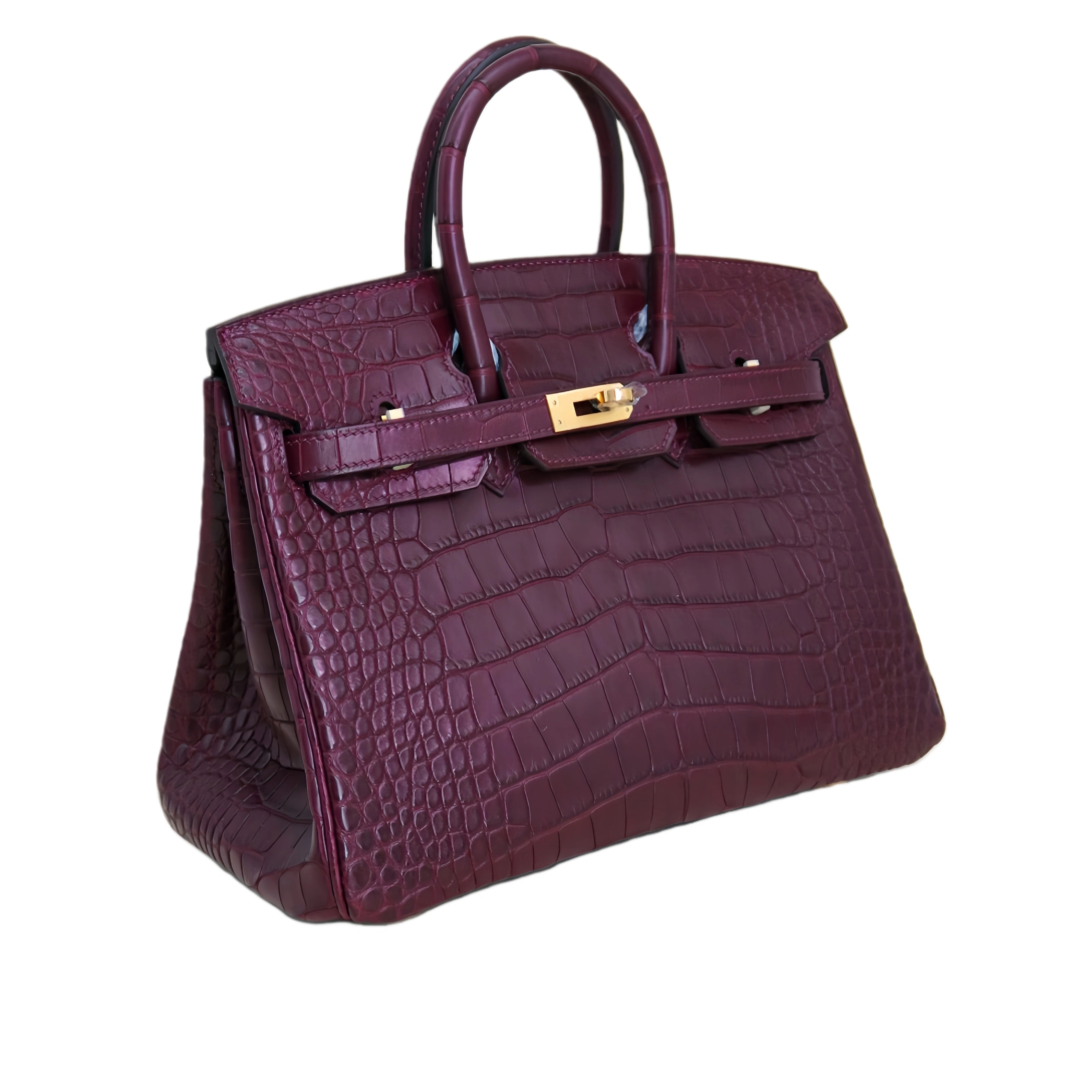 BK 25 Matte Alligator Handbag Bordeau Red