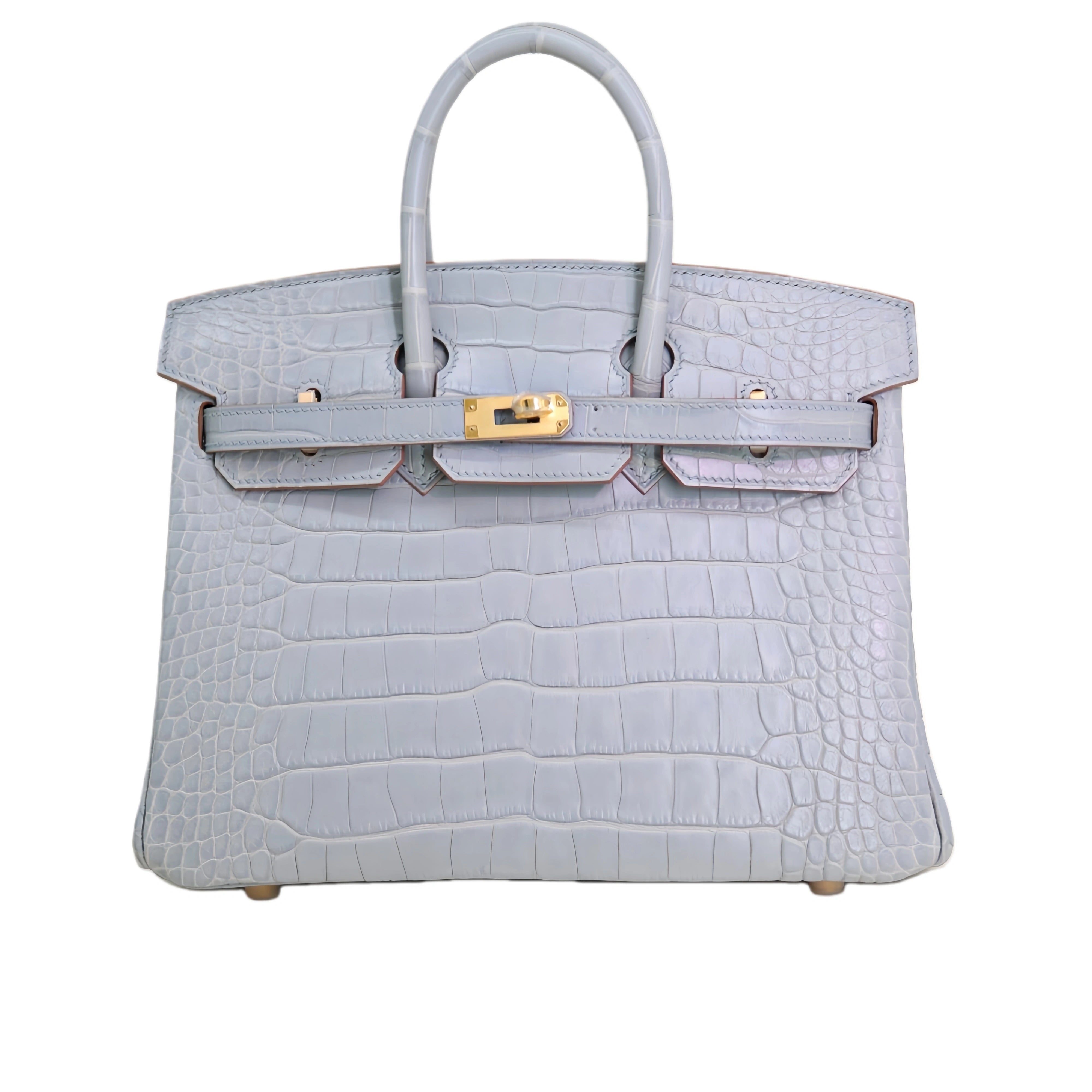 BK 25 Matte Alligator Handbag Sky Grey