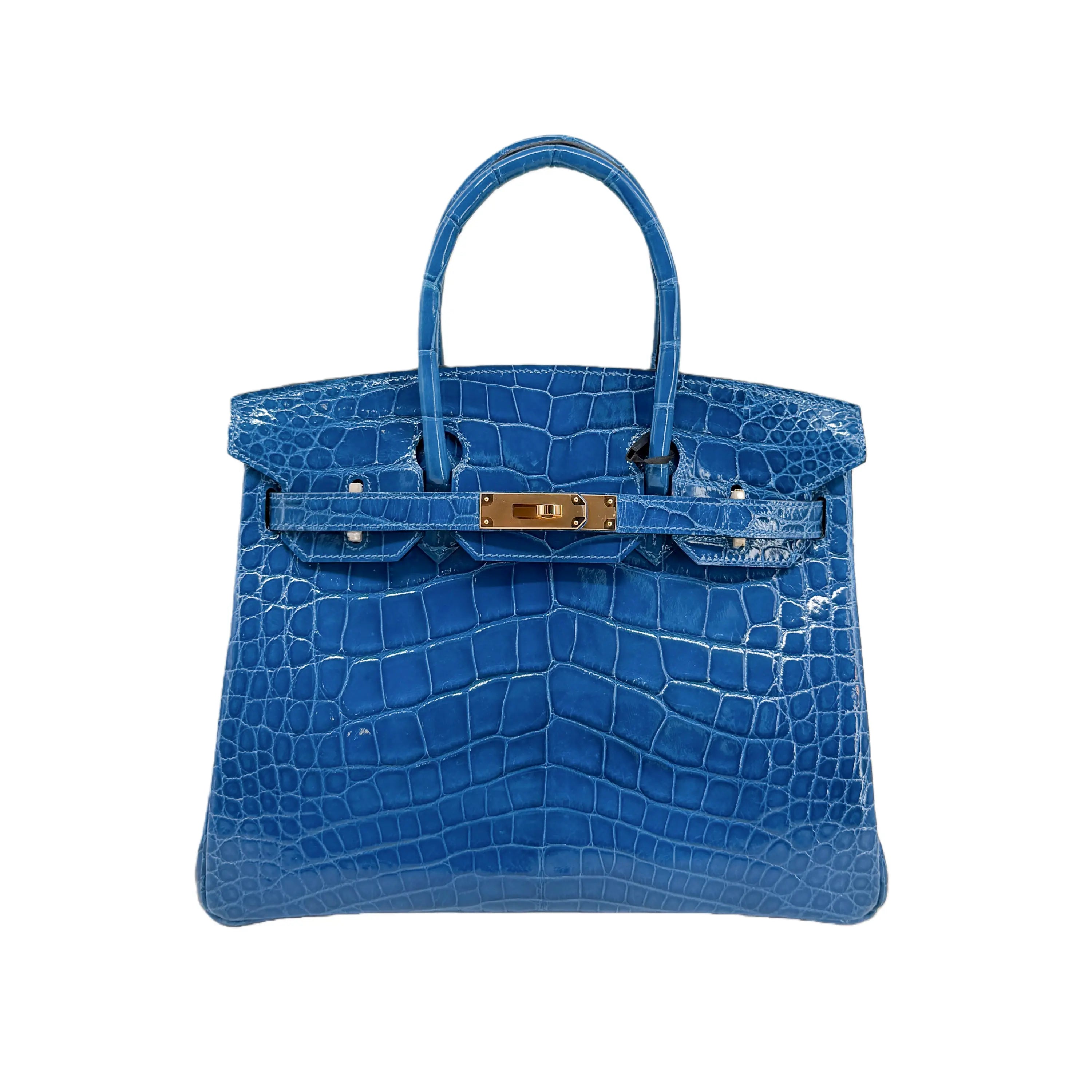 BK 25 Lisse Alligator Handbag Bleu Electrique