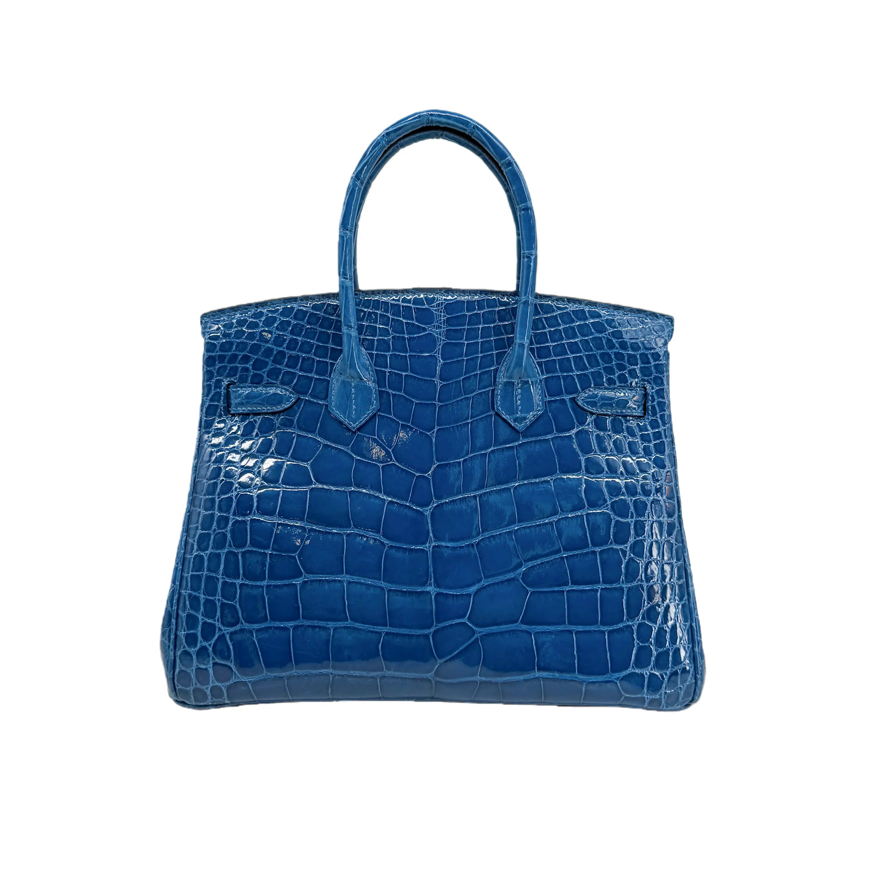 BK 25 Lisse Alligator Handbag Bleu Electrique