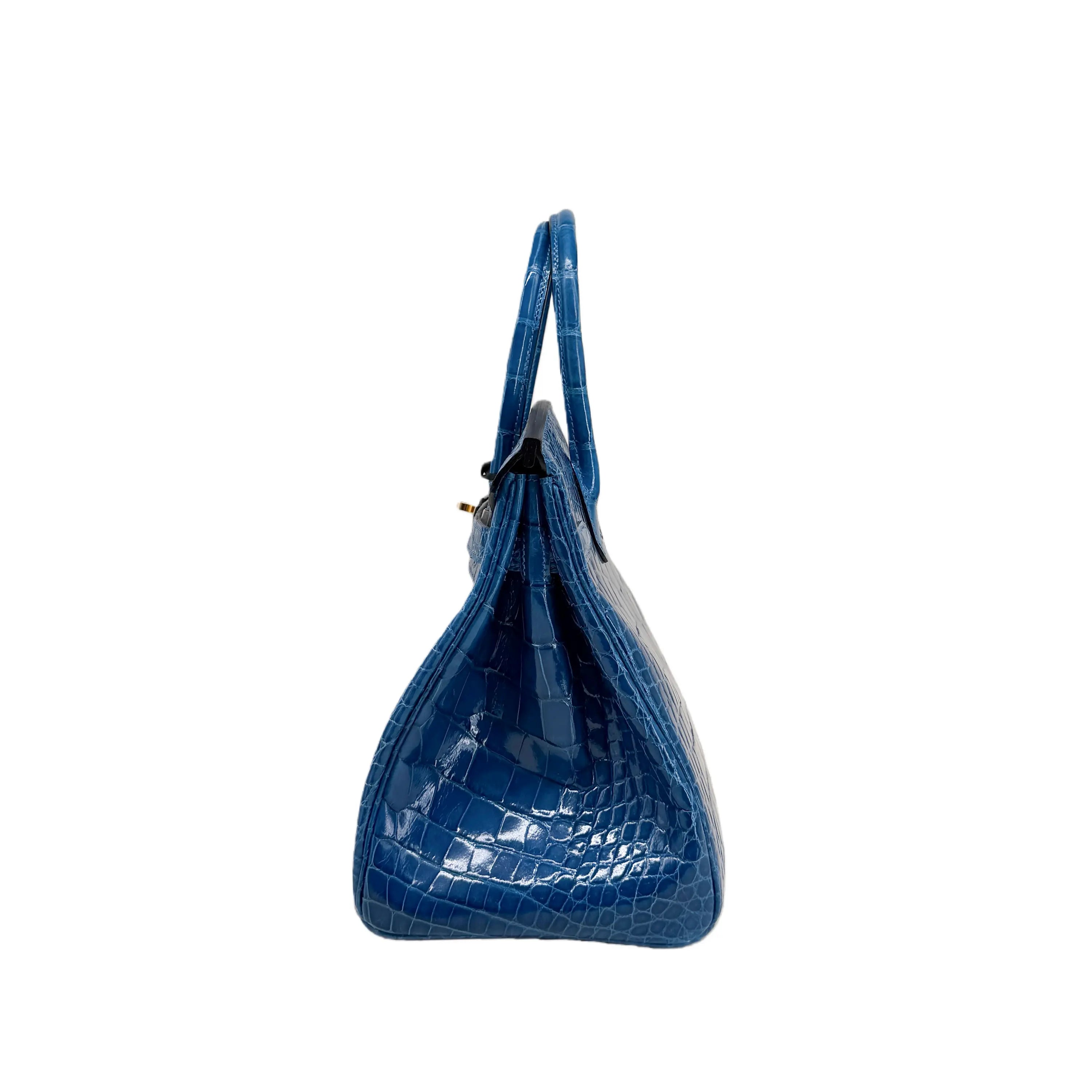 BK 25 Lisse Alligator Handbag Bleu Electrique