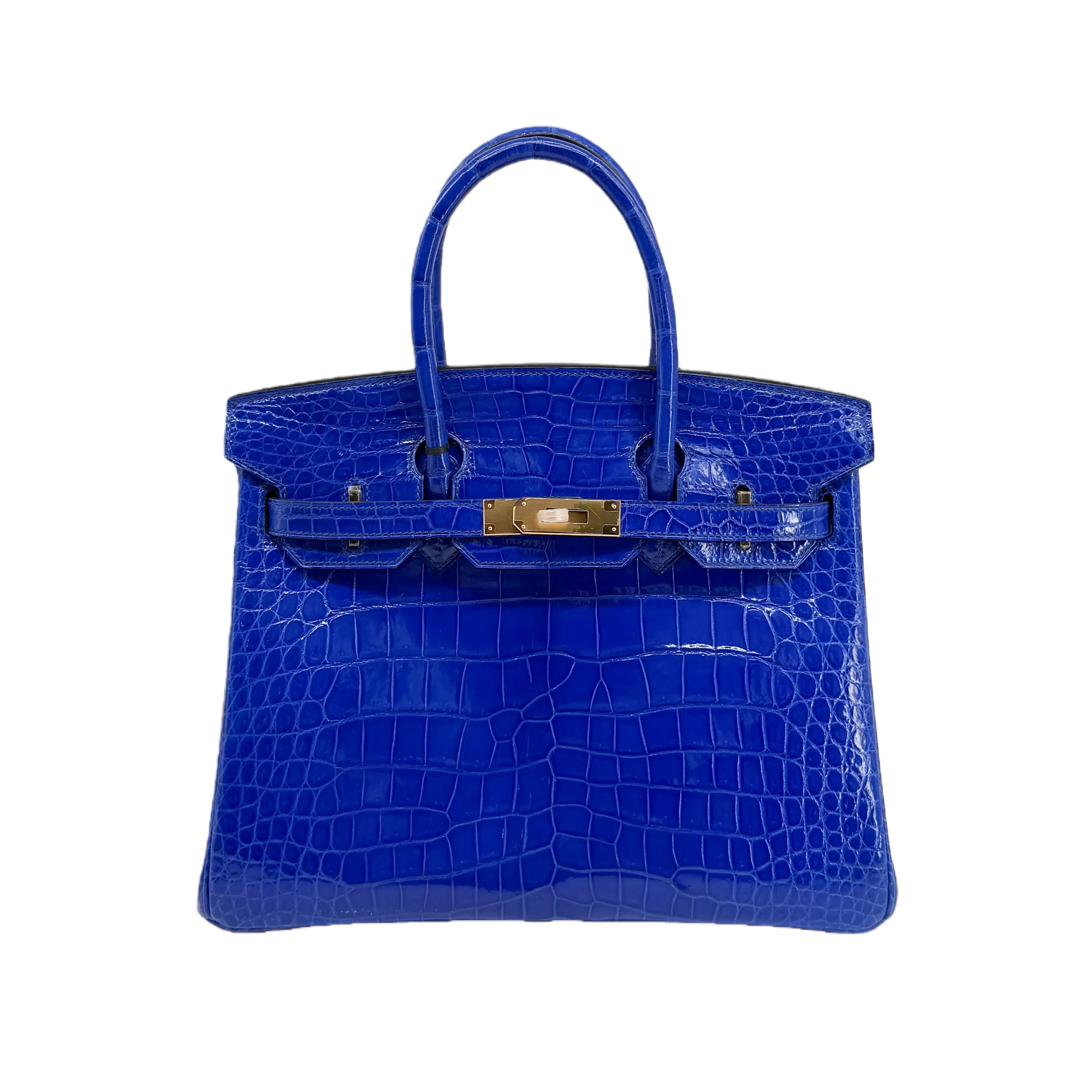 BK 25 Lisse Alligator Handbag Bleu Saphir