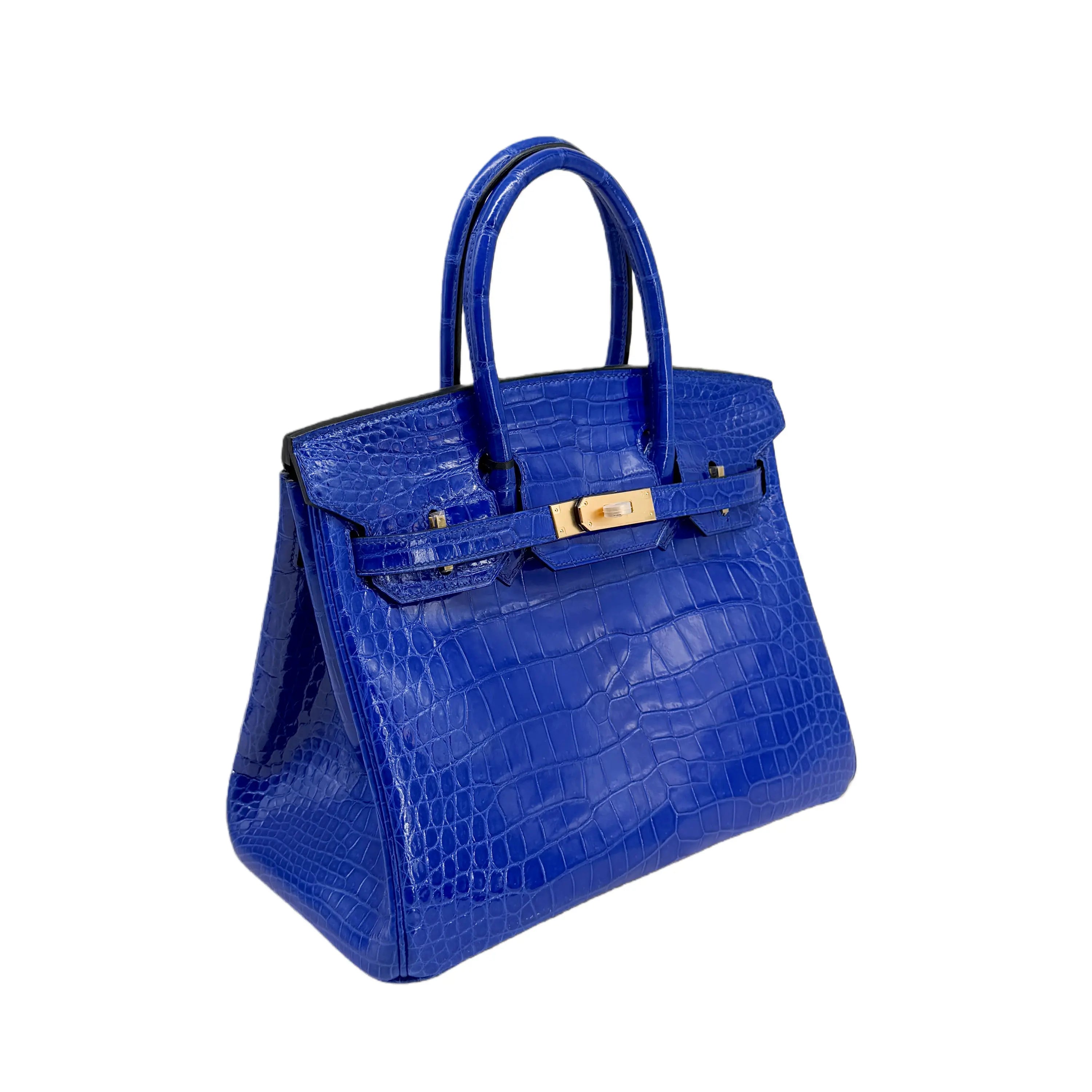 BK 25 Lisse Alligator Handbag Bleu Saphir
