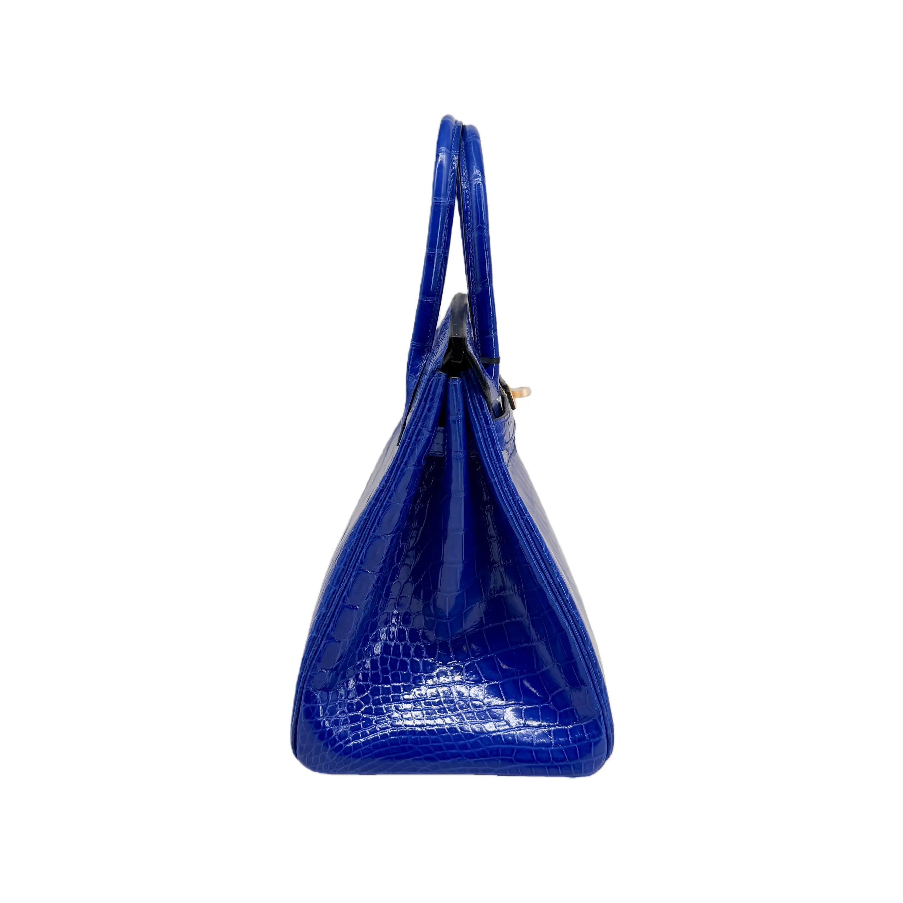 BK 25 Lisse Alligator Handbag Bleu Saphir