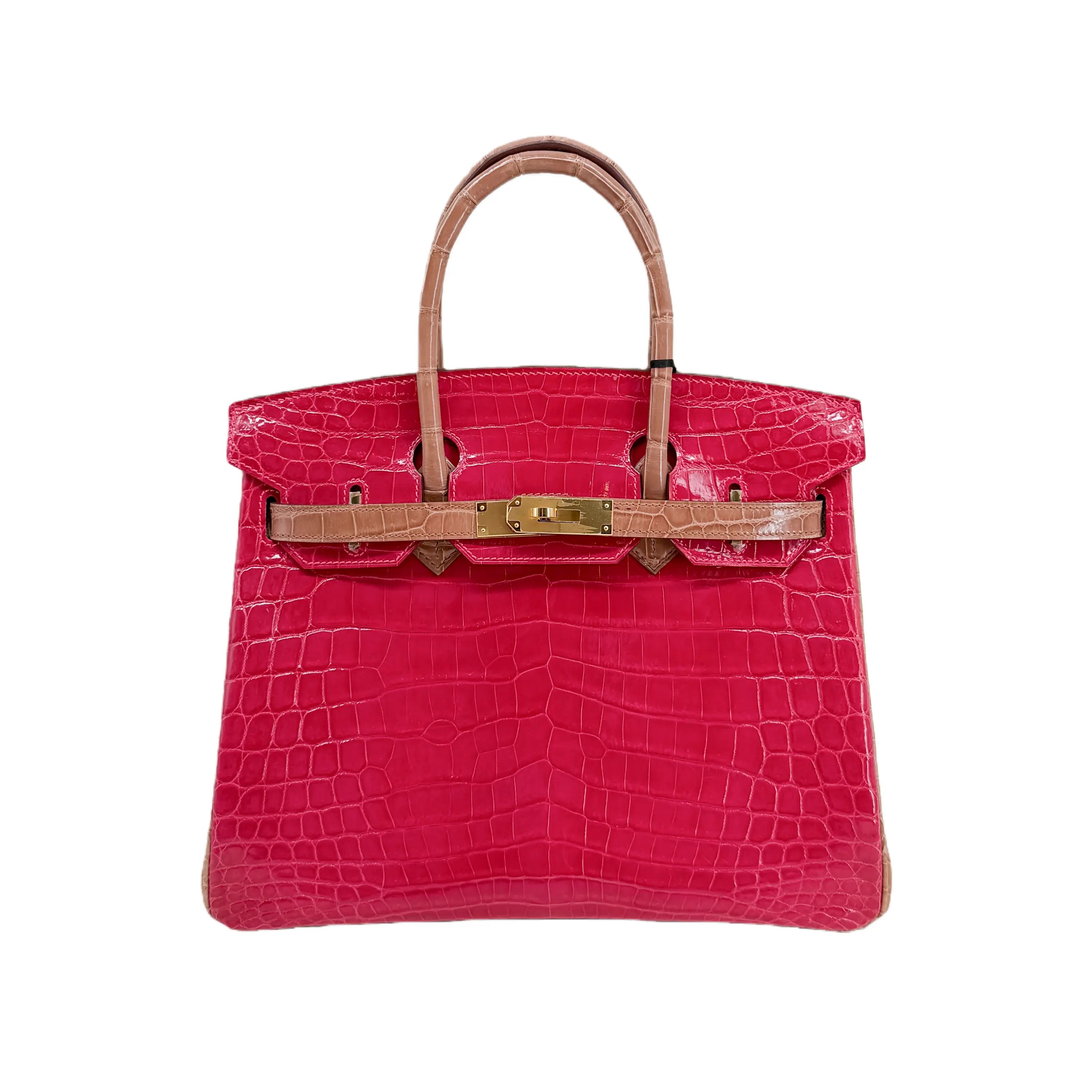 BK 25 Lisse Alligator Handbag Rose Tyrien / Poussière / Violet