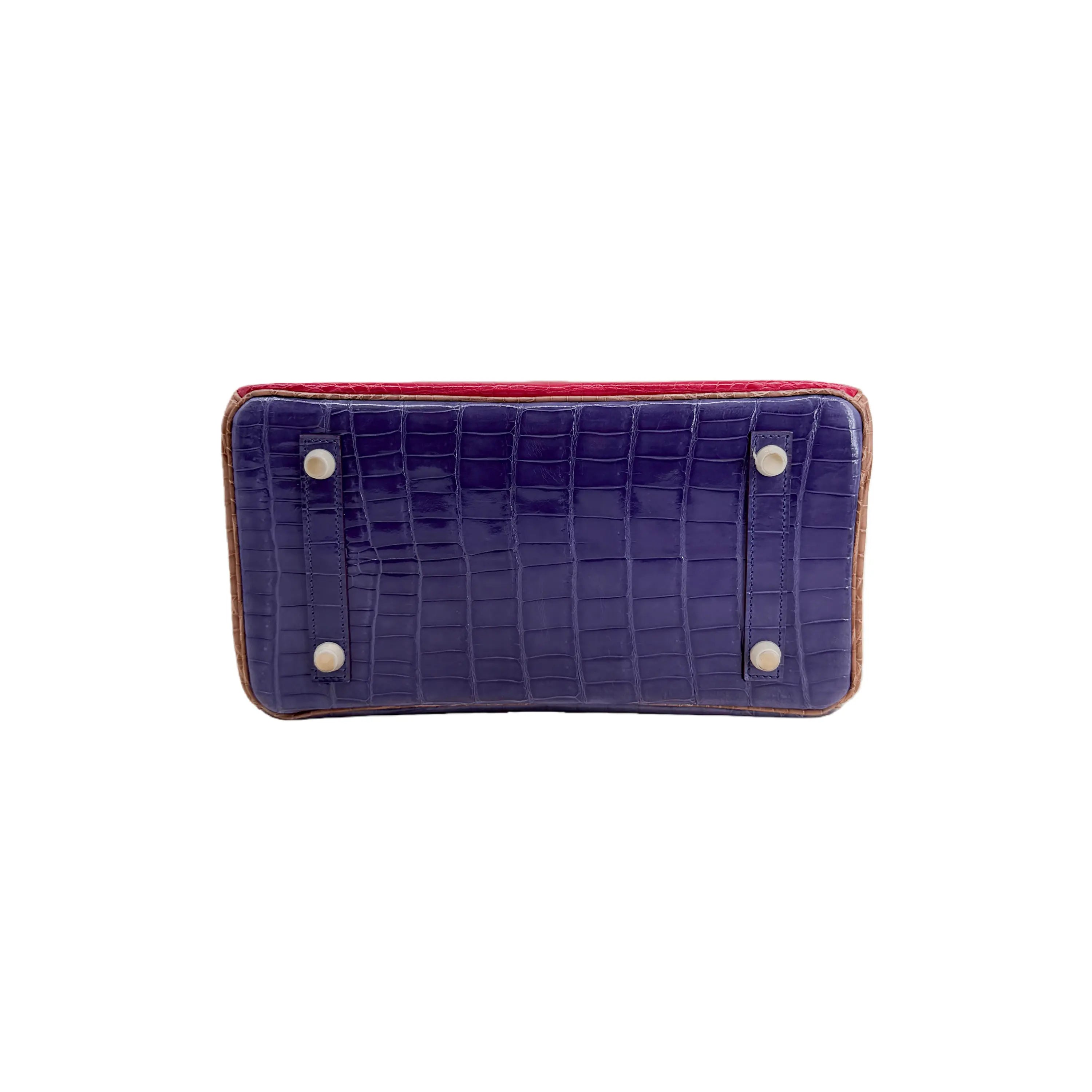 BK 25 Lisse Alligator Handbag Rose Tyrien / Poussière / Violet