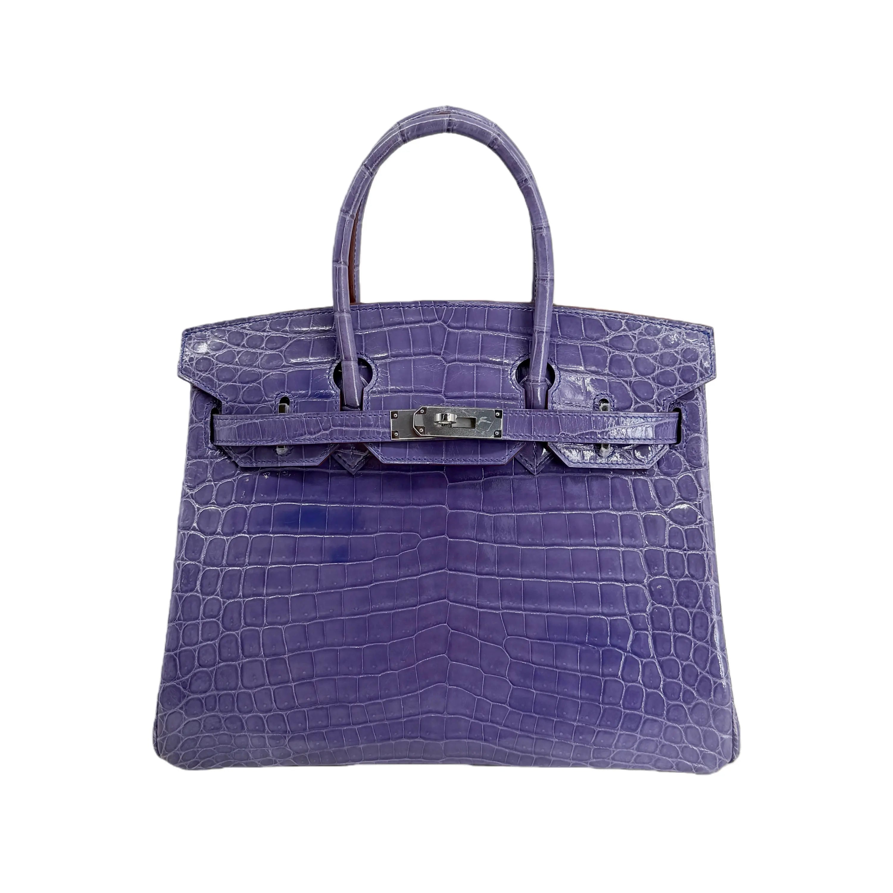 BK 25 Lisse Alligator Handbag Parme