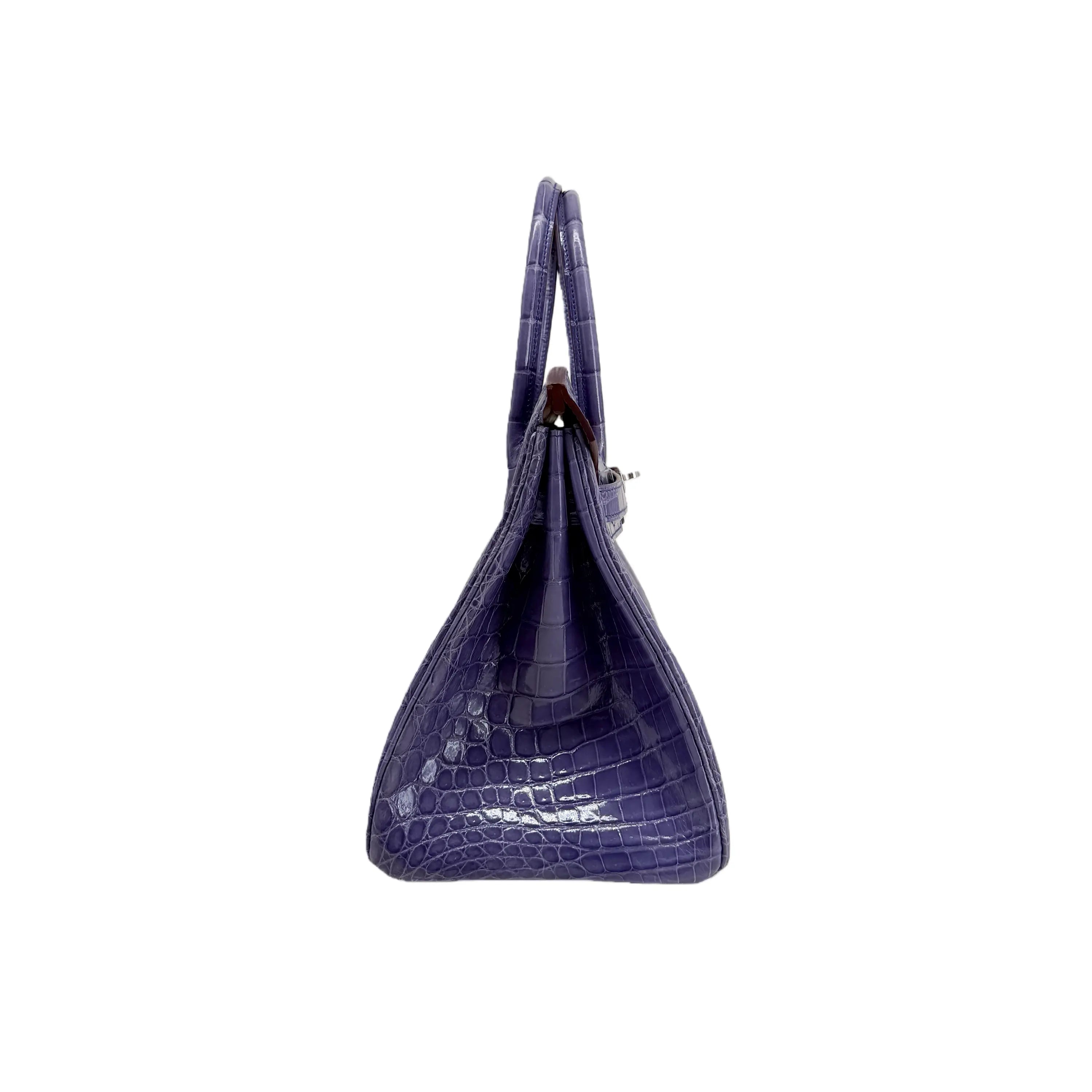 BK 25 Lisse Alligator Handbag Parme