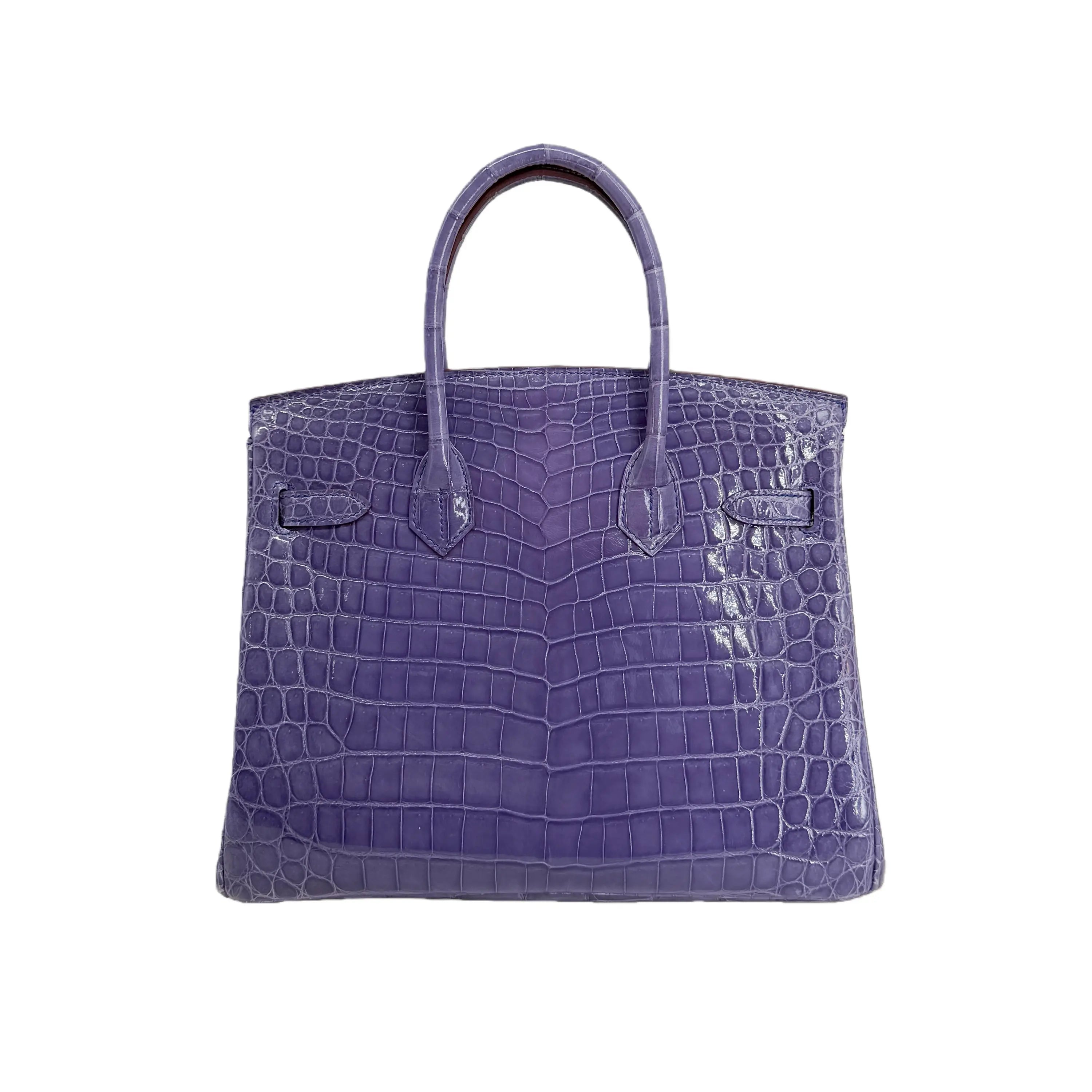 BK 25 Lisse Alligator Handbag Parme
