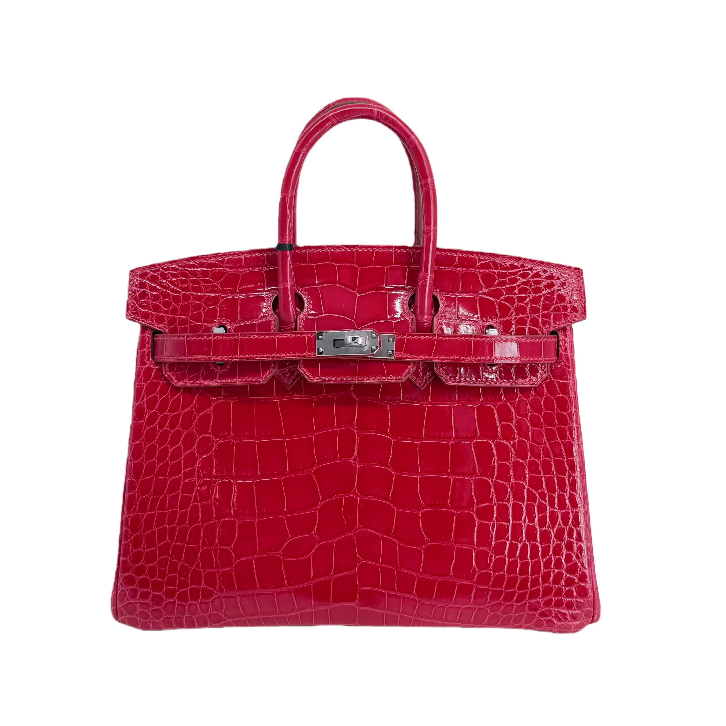 BK 25 Lisse Alligator Handbag Rose Mexico