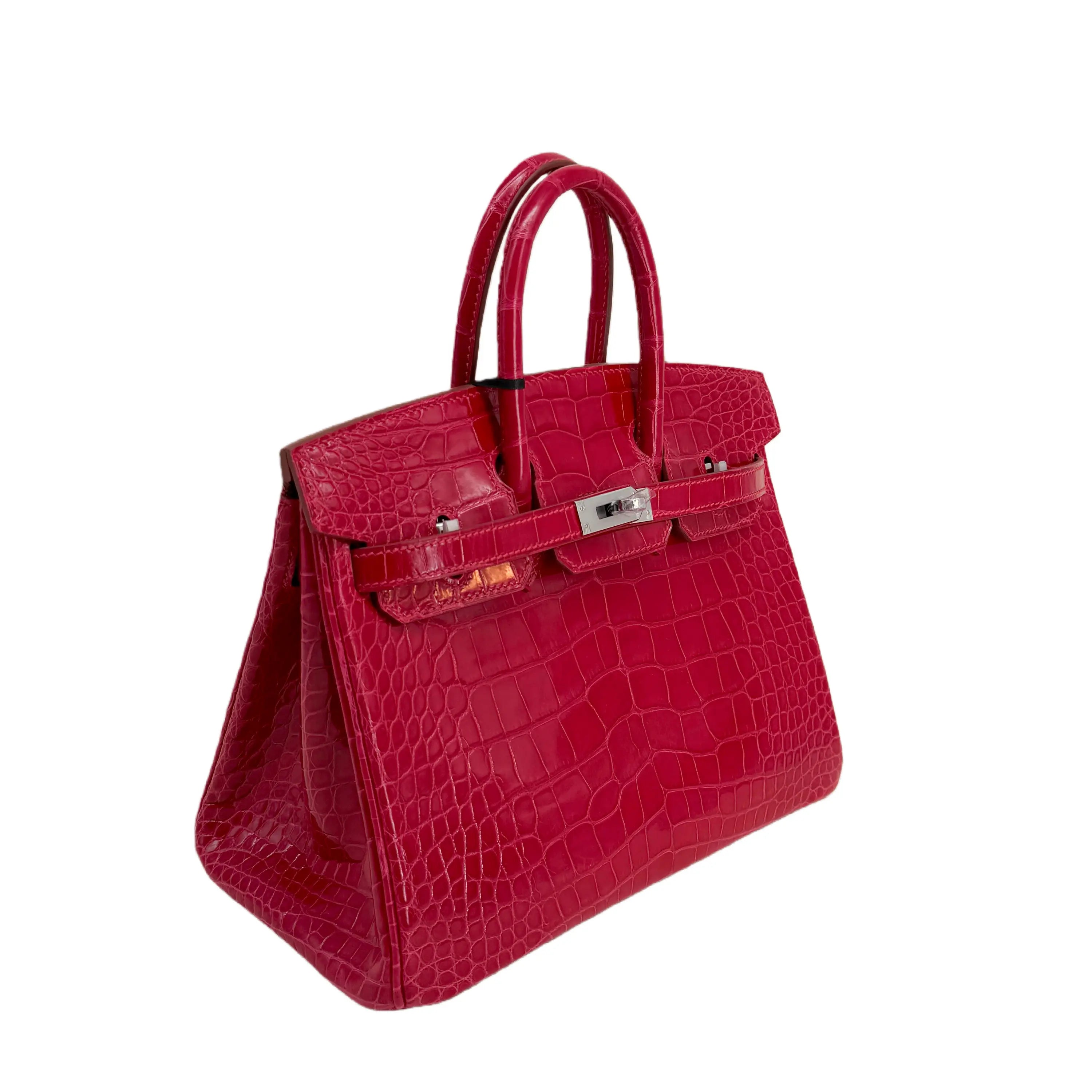 BK 25 Lisse Alligator Handbag Rose Mexico