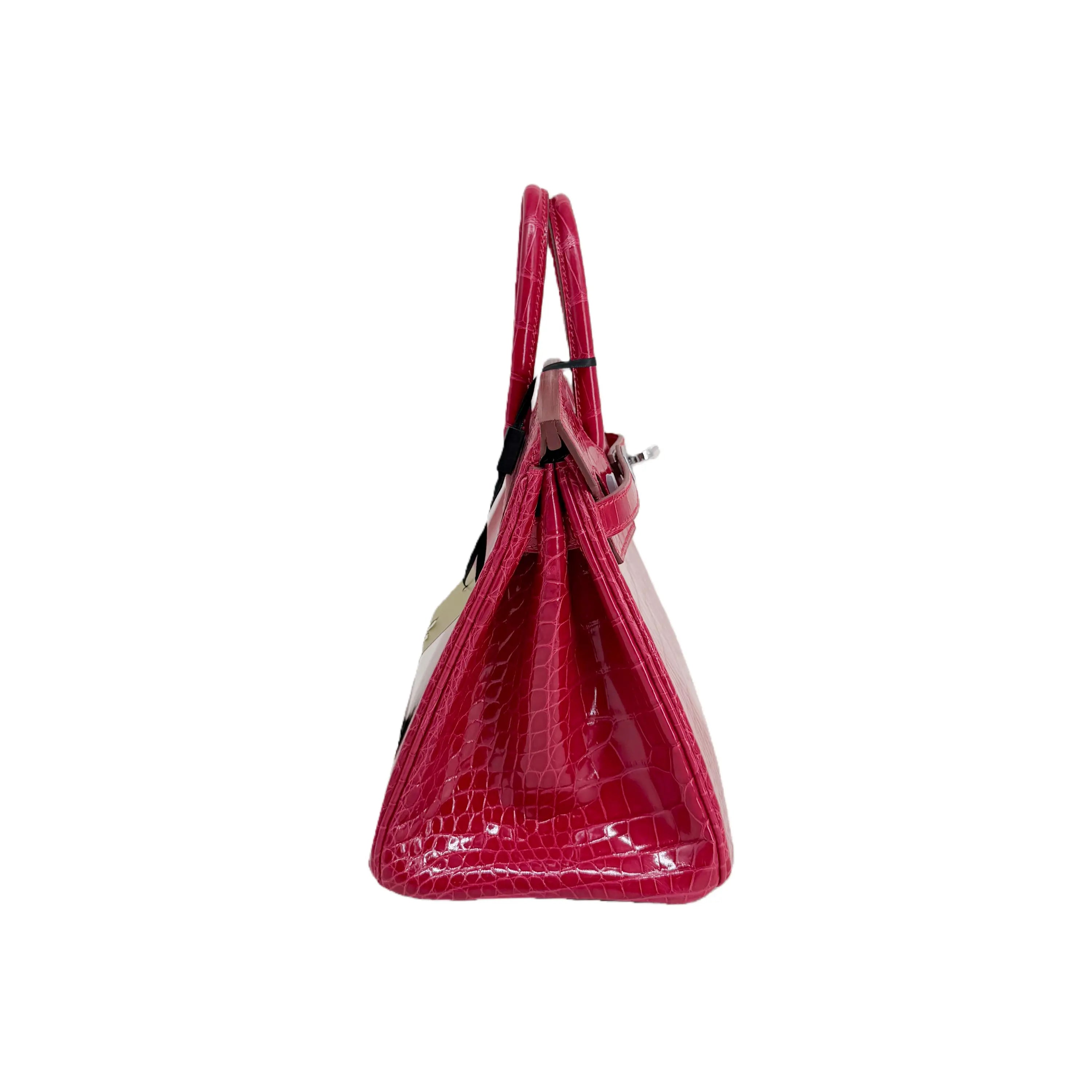 BK 25 Lisse Alligator Handbag Rose Mexico