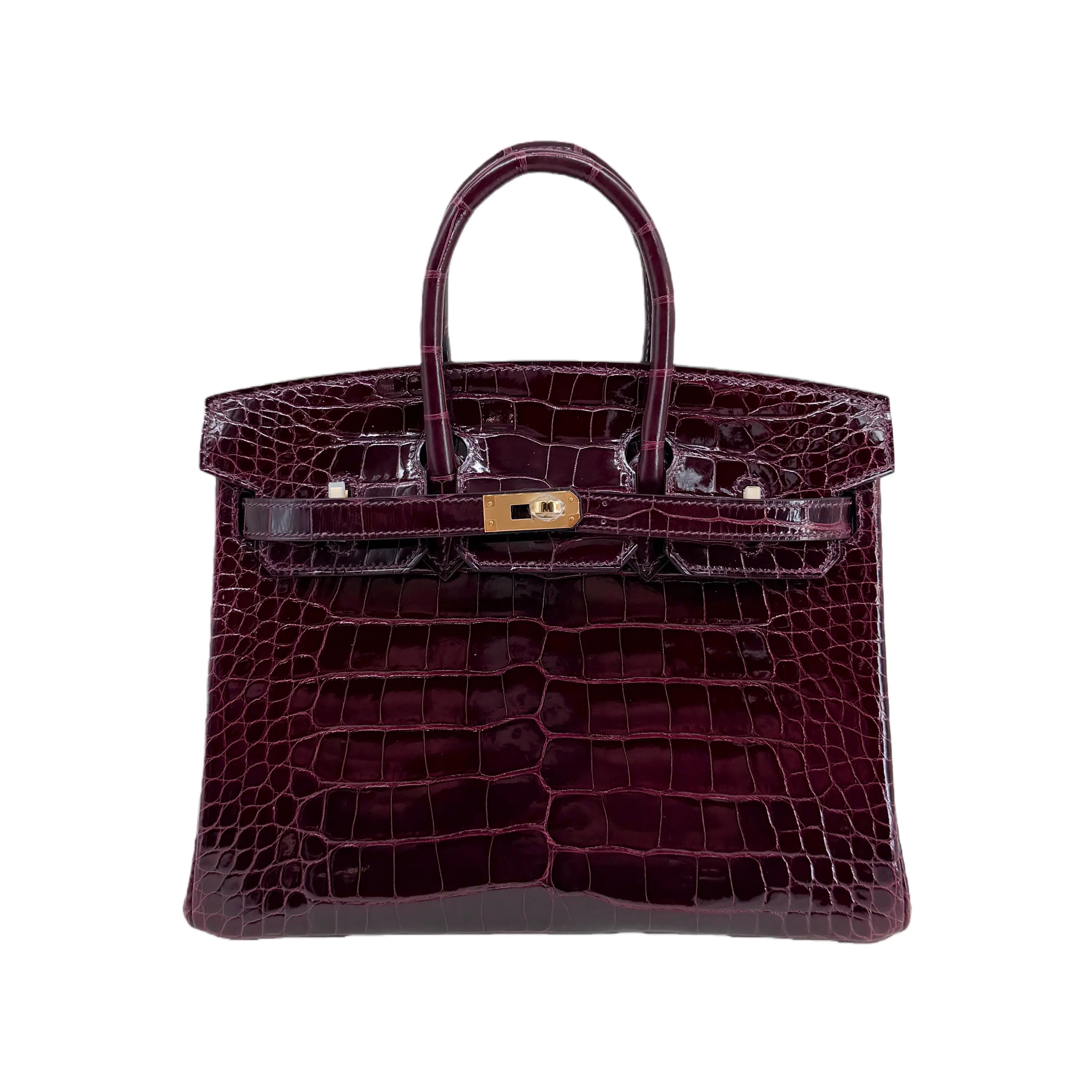 BK 25 Prune Lisse Alligator Gold Hardware – Exotic Mini Masterpiece