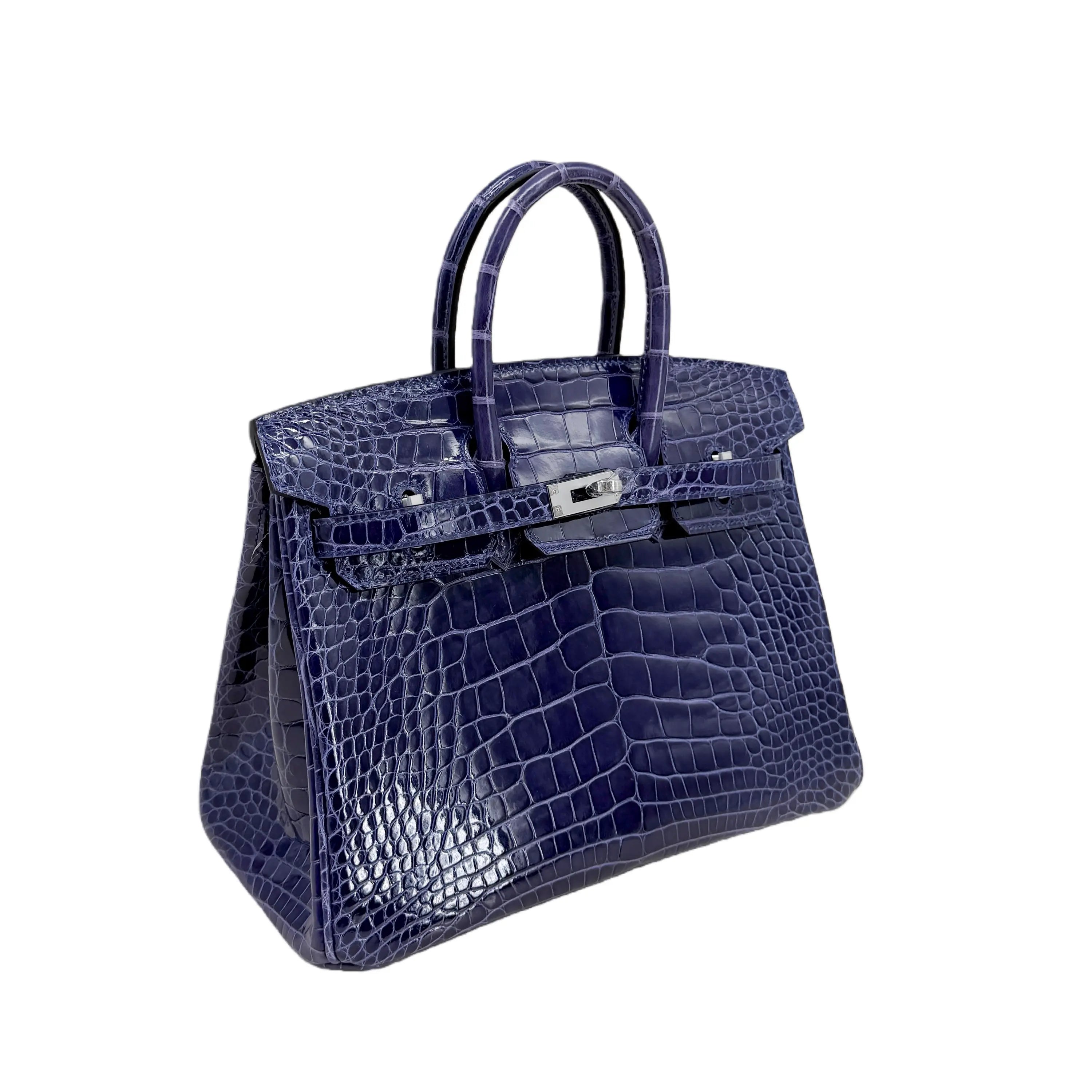 BK 25 Bleu Saphir Lisse Alligator Palladium Hardware – Exotic Mini Icon