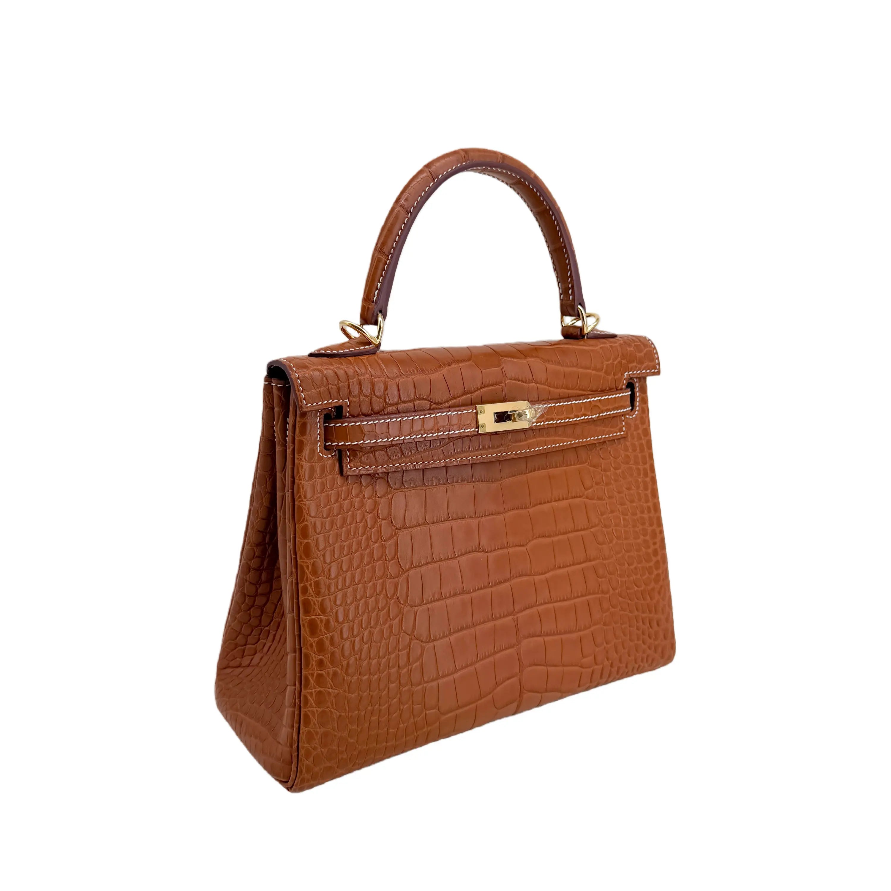 K25 Fauve Barenia Matte Alligator Gold Hardware – Warm Exotic Mini