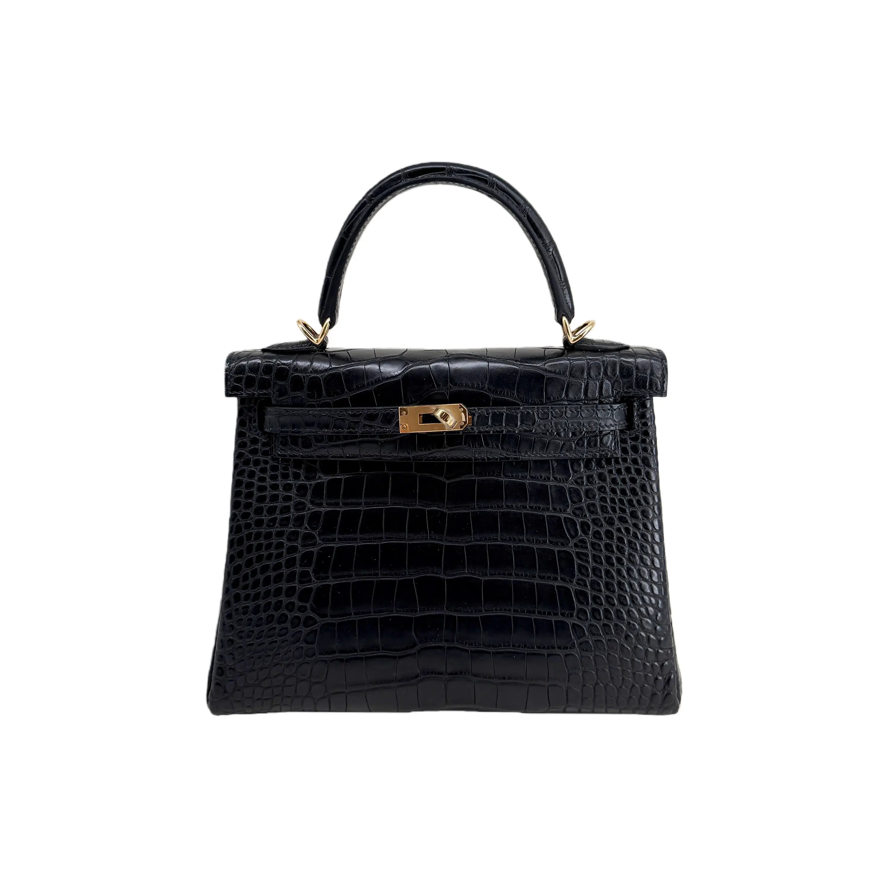 K25 Noir Lisse Alligator Gold Hardware – Midnight Exotic Mini
