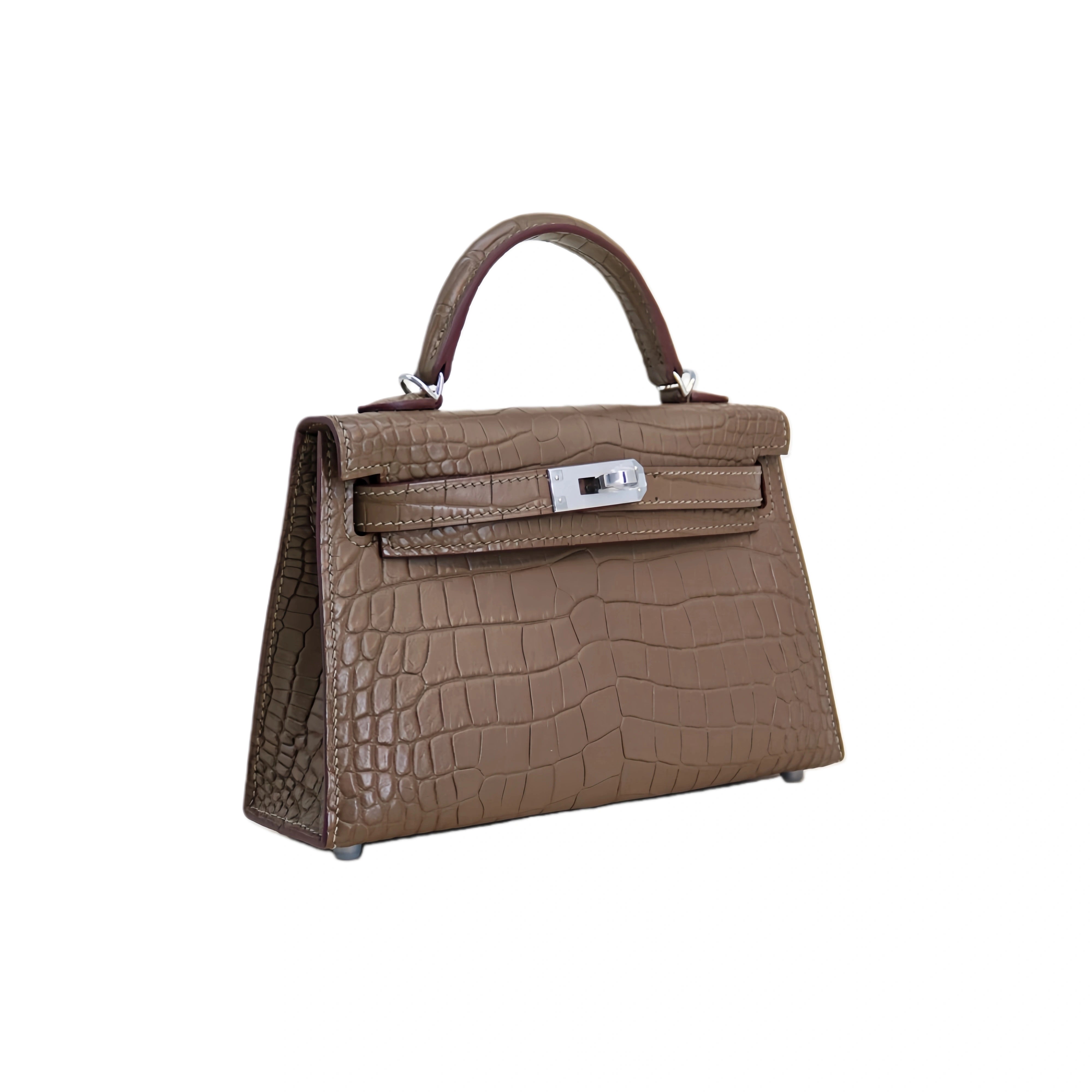 MK II 20 Matte Alligator Handbag Taupe Brown