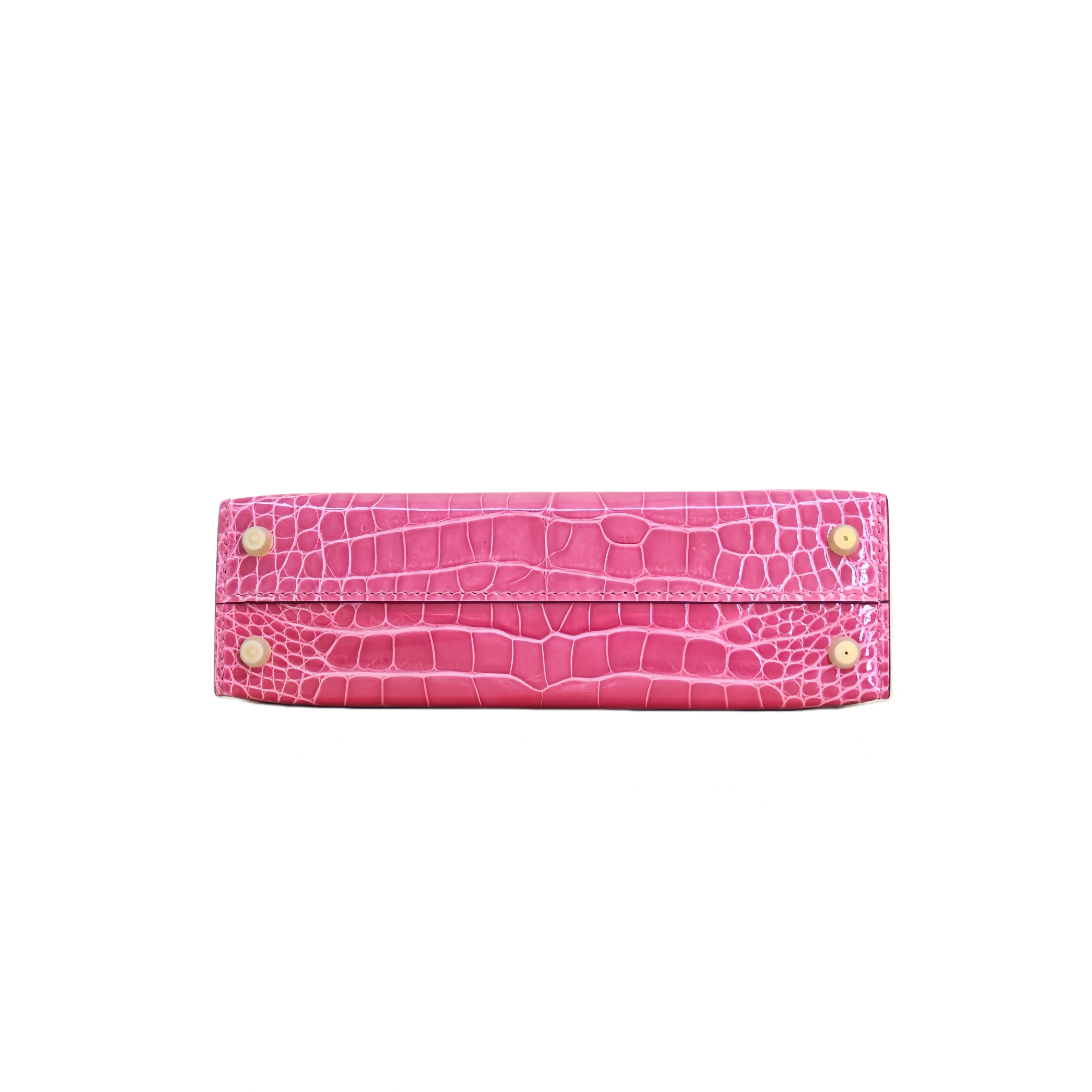 MK II 20 Lisse Alligator Handbag Fuchsia Pink