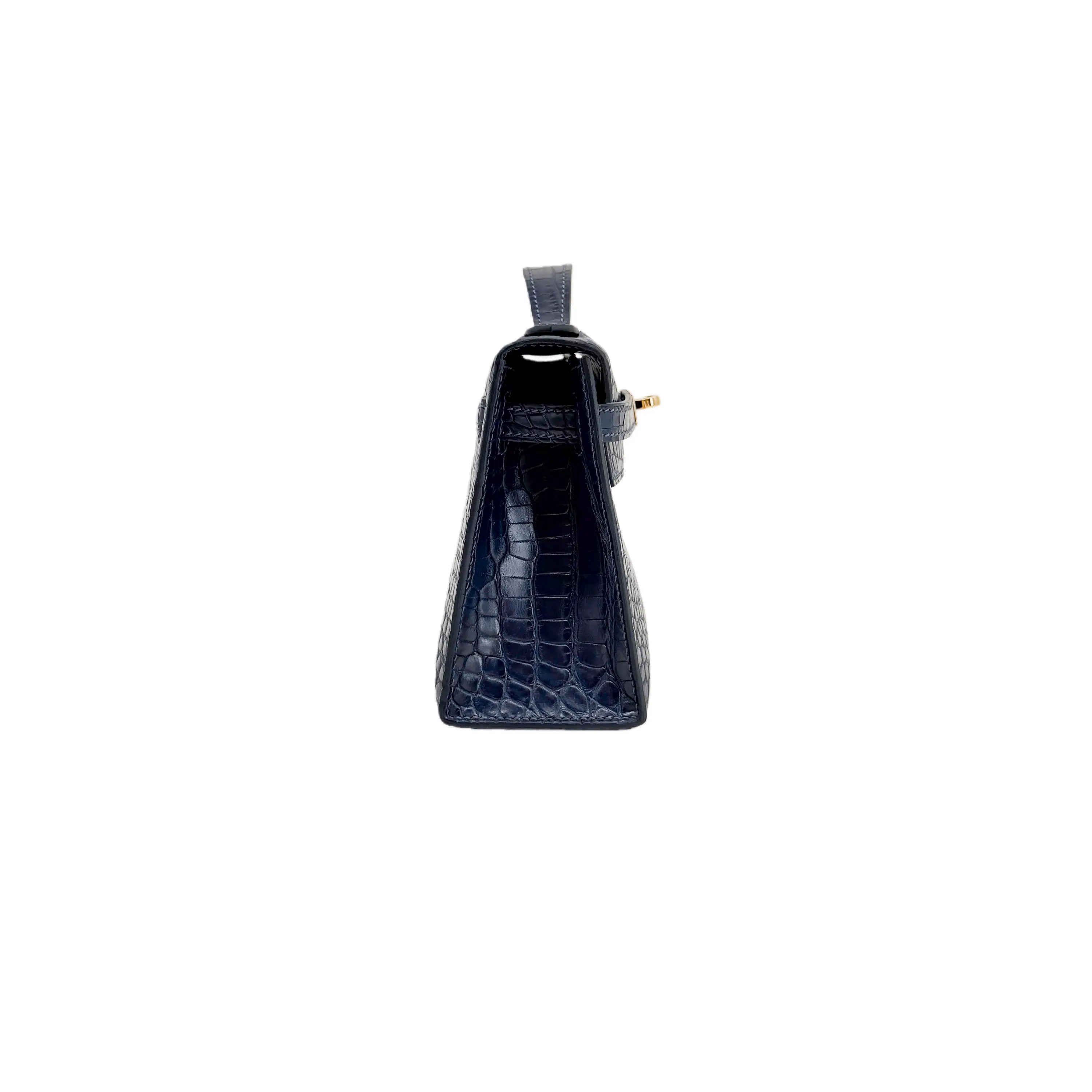 MK I 22 Bleu Marine Lisse Alligator Gold Hardware