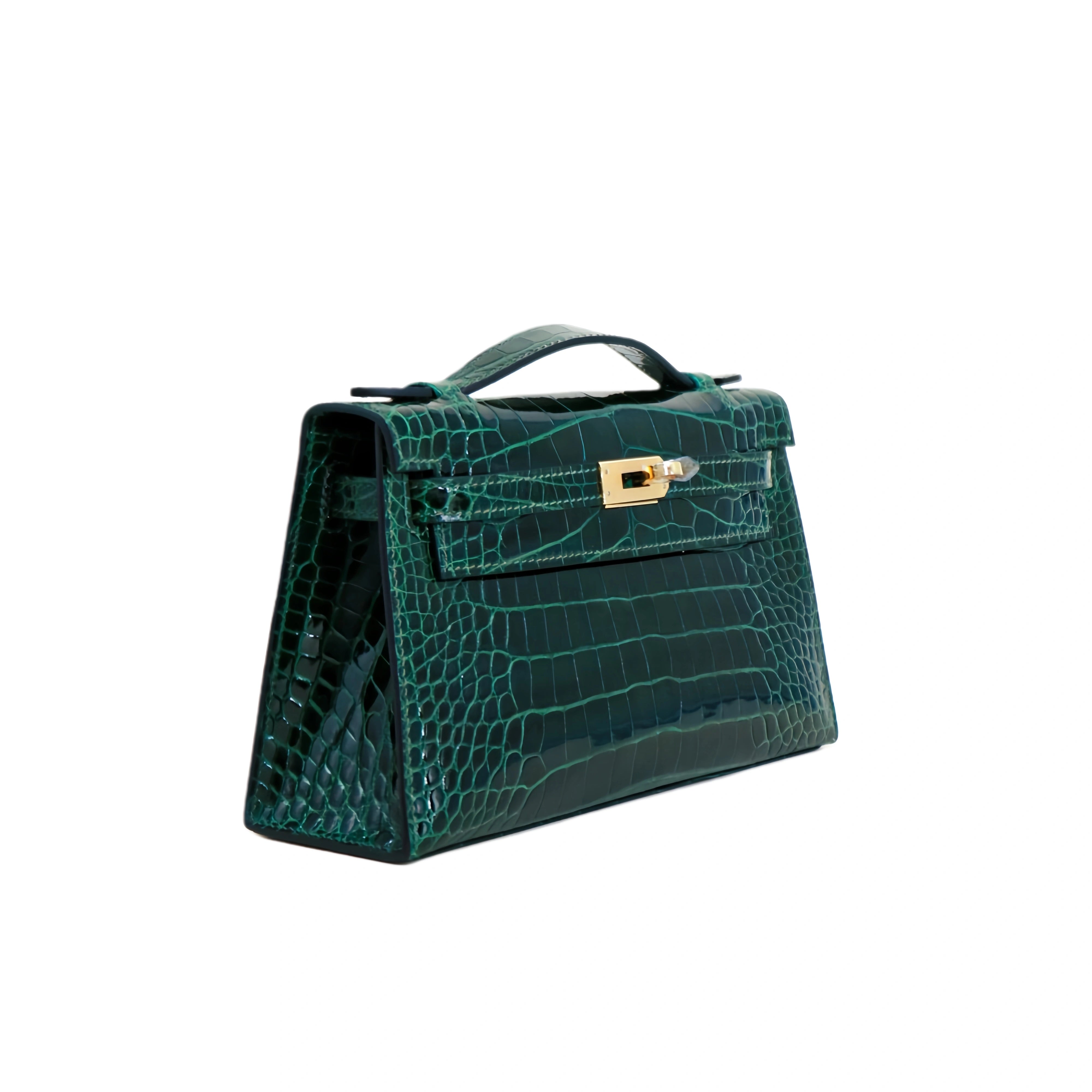 MK I 22 Lisse Alligator Handbag Forest Green