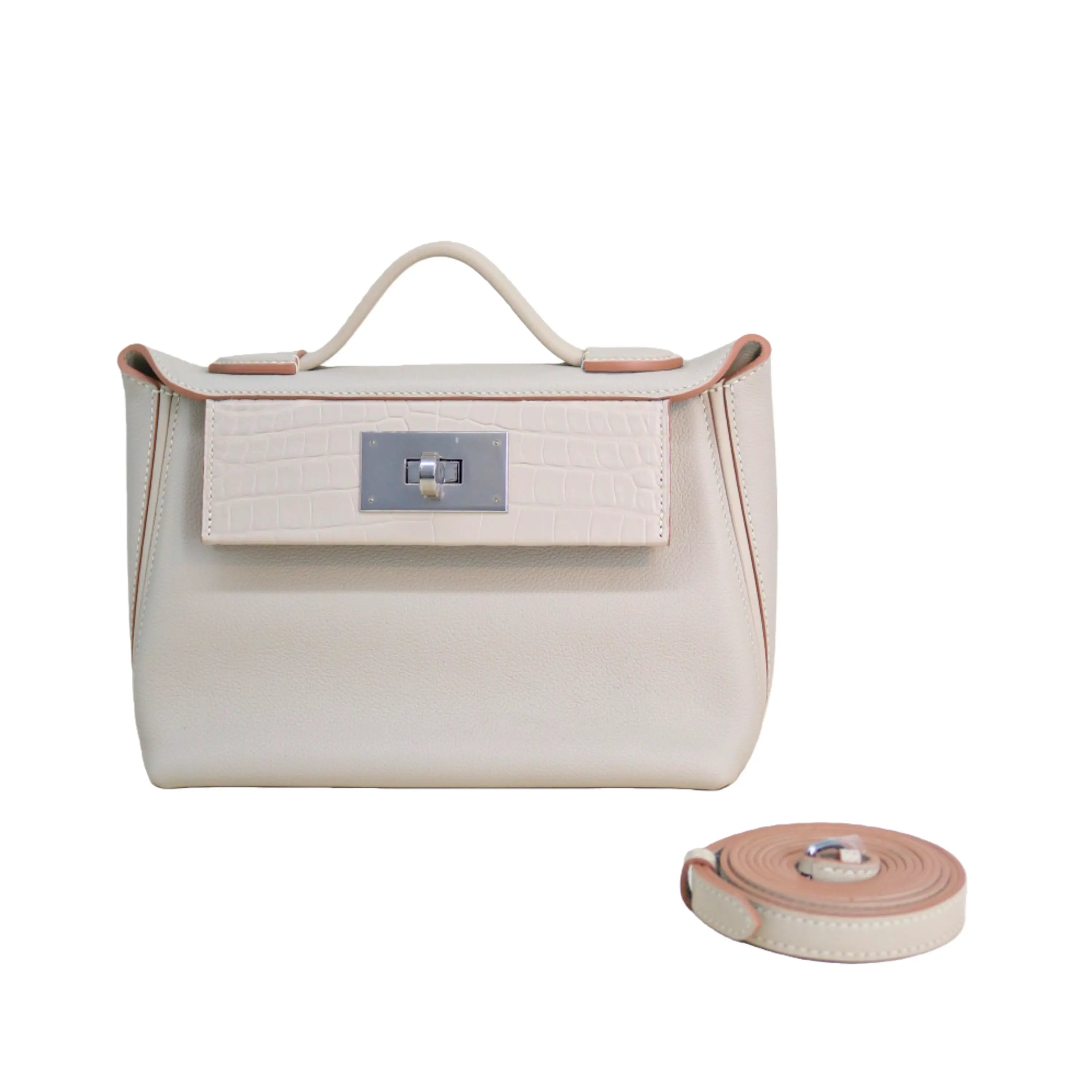 2424 Bag Matte Alligator and Evercolor Calfskin Cream White