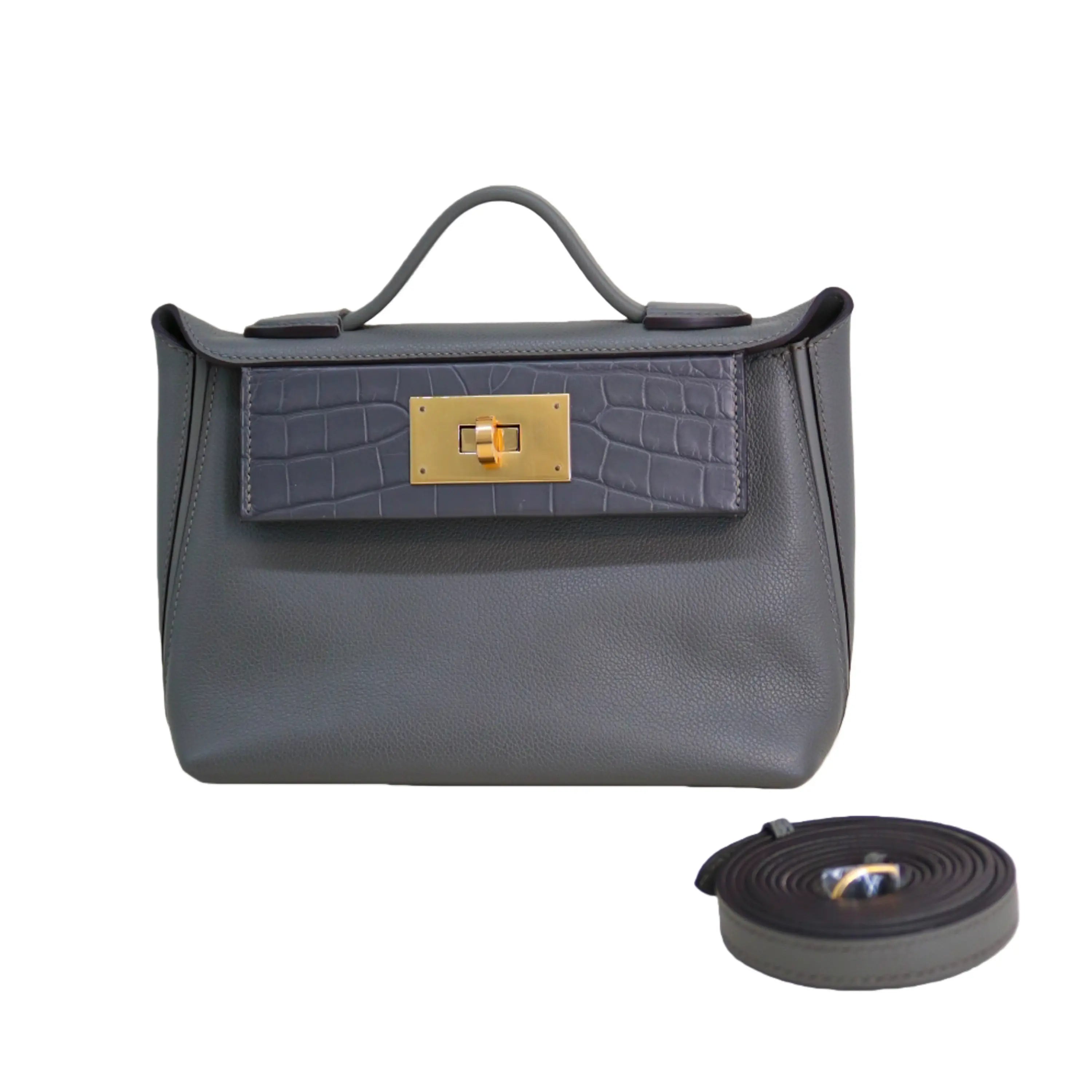 2424 Bag Matte Alligator and Evercolor Calfskin Bleu Tempête