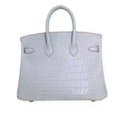 BK 25 Matte Alligator Handbag Sky Grey