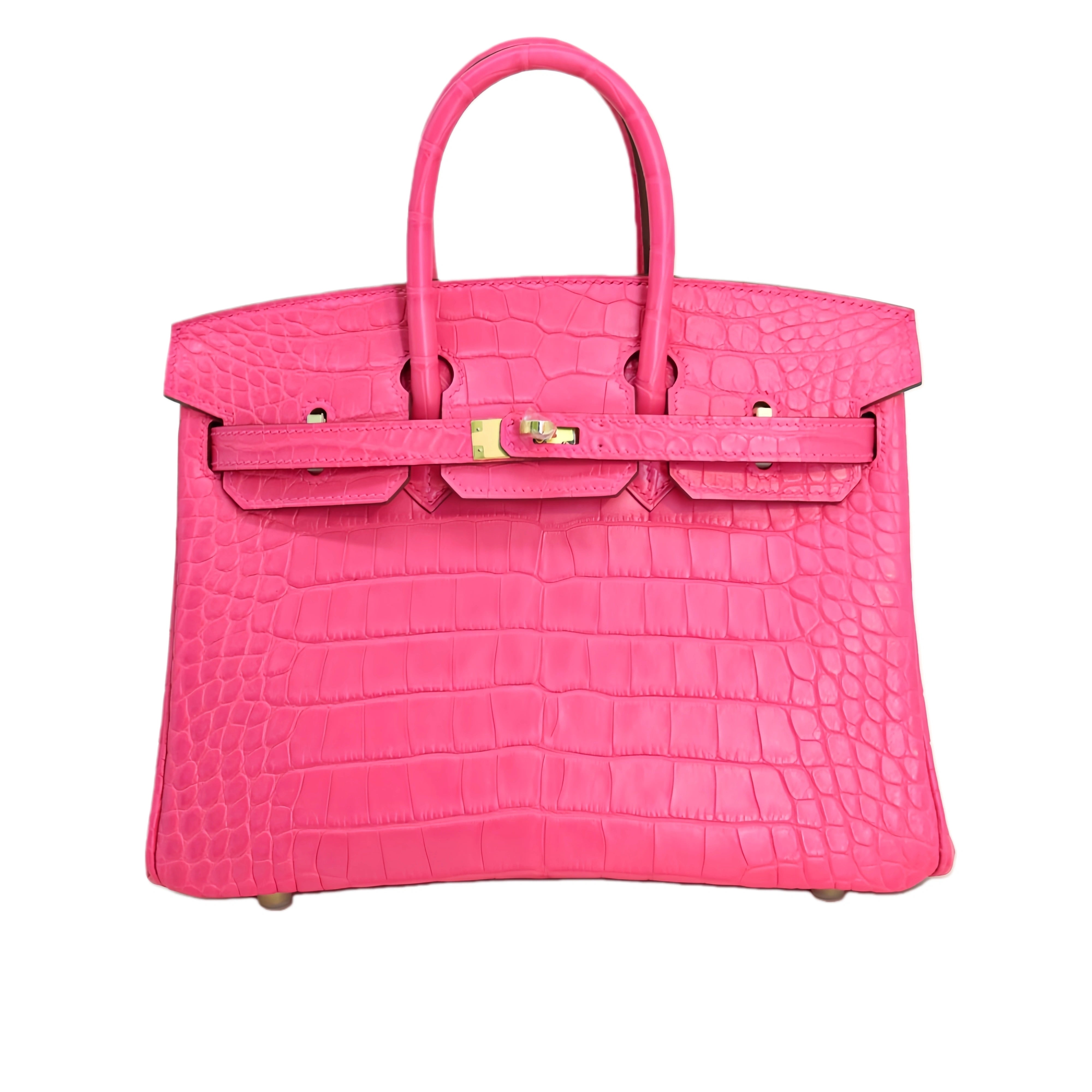 BK 25 Matte Alligator Handbag Bubblegum Pink