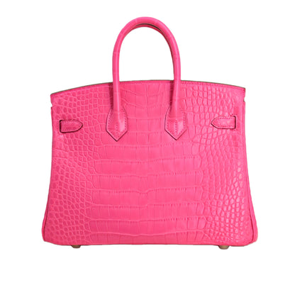 BK 25 Matte Alligator Handbag Bubblegum Pink