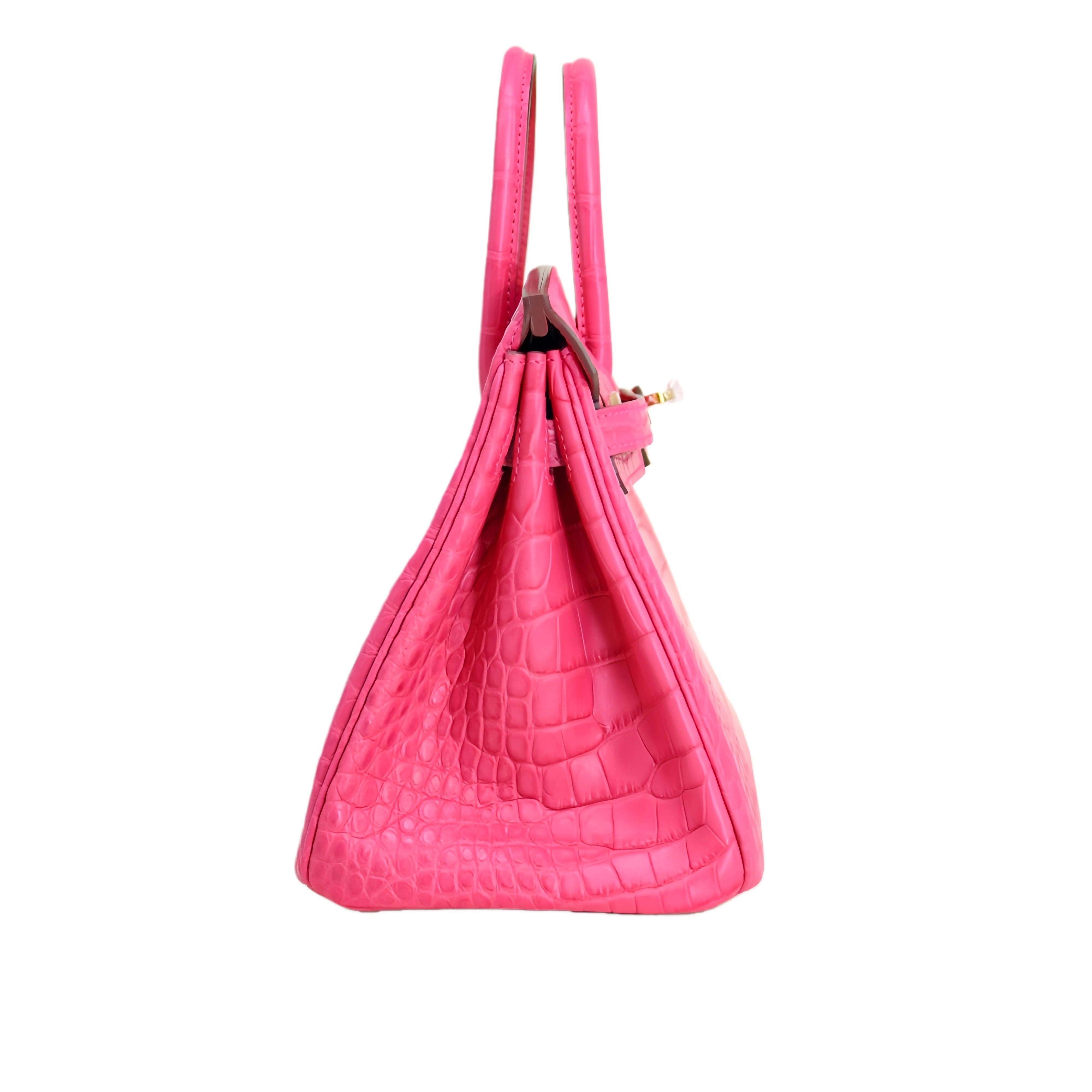 BK 25 Matte Alligator Handbag Bubblegum Pink