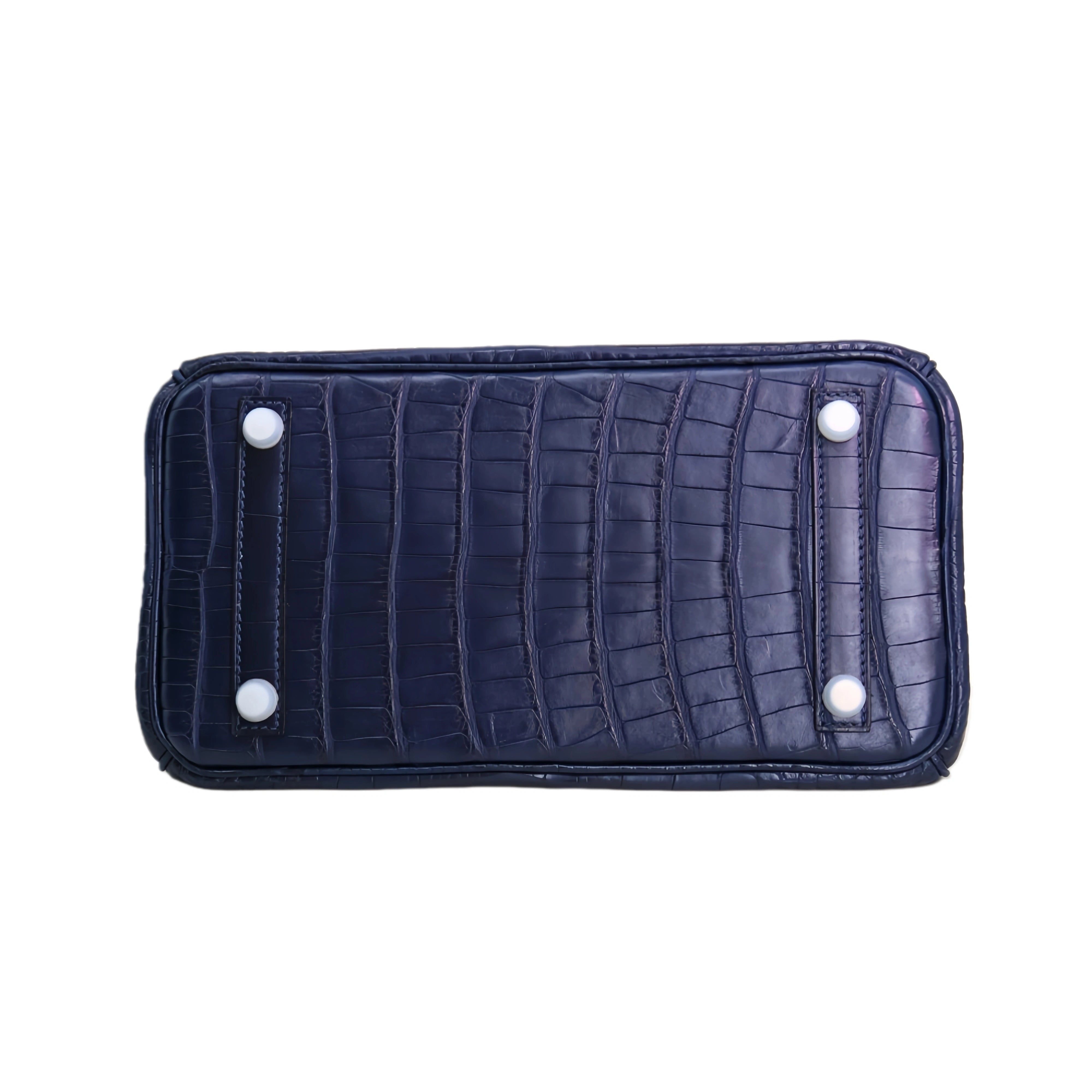 BK 25 Matte Alligator Handbag Navy Blue